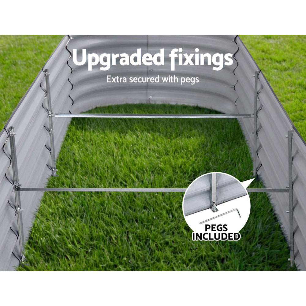 2x Green Fingers Raised Garden Bed 320X80X42cm Oval Planter Box Container Galvanised - Image 3