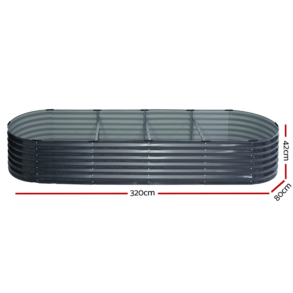 2x Green Fingers Raised Garden Bed 320X80X42cm Oval Planter Box Container Galvanised - Image 6