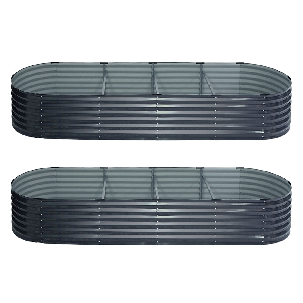 2x Green Fingers Raised Garden Bed 320X80X42cm Oval Planter Box Container Galvanised - Image 7