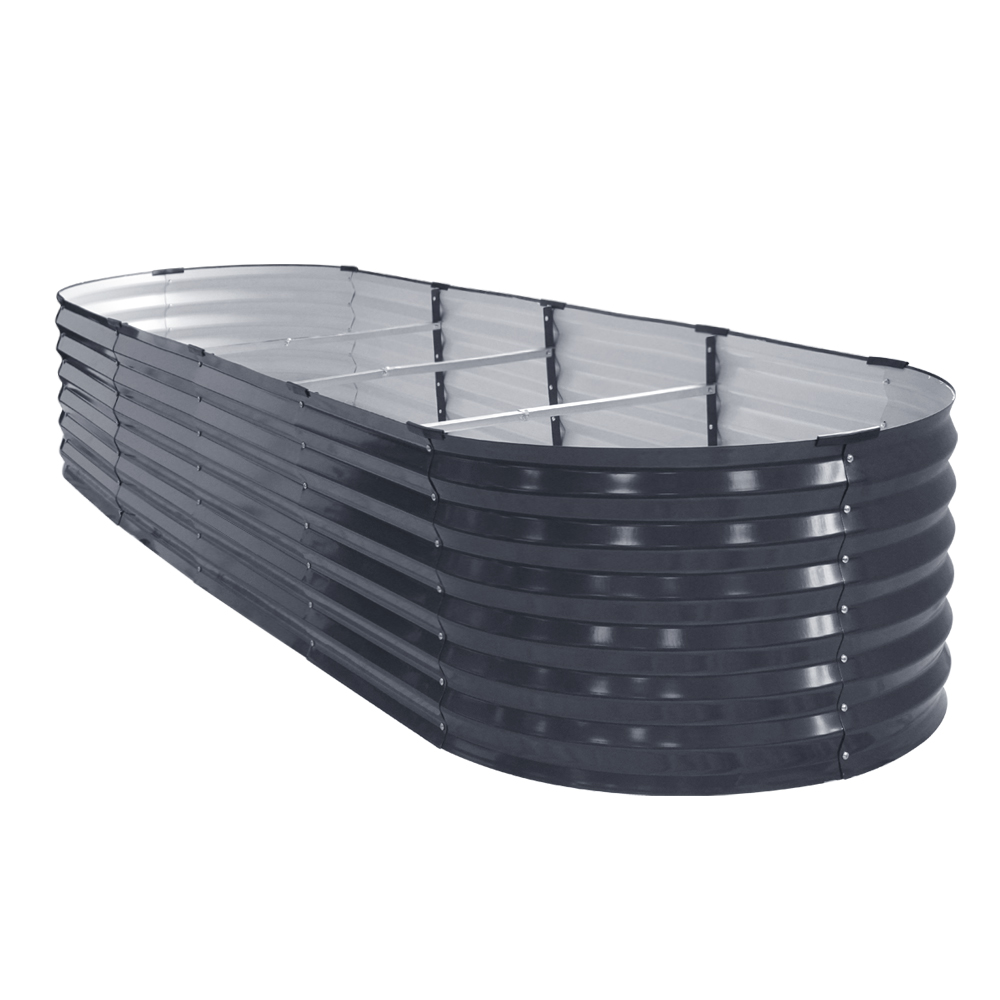 2x Green Fingers Raised Garden Bed 320X80X42cm Oval Planter Box Container Galvanised - Image 8