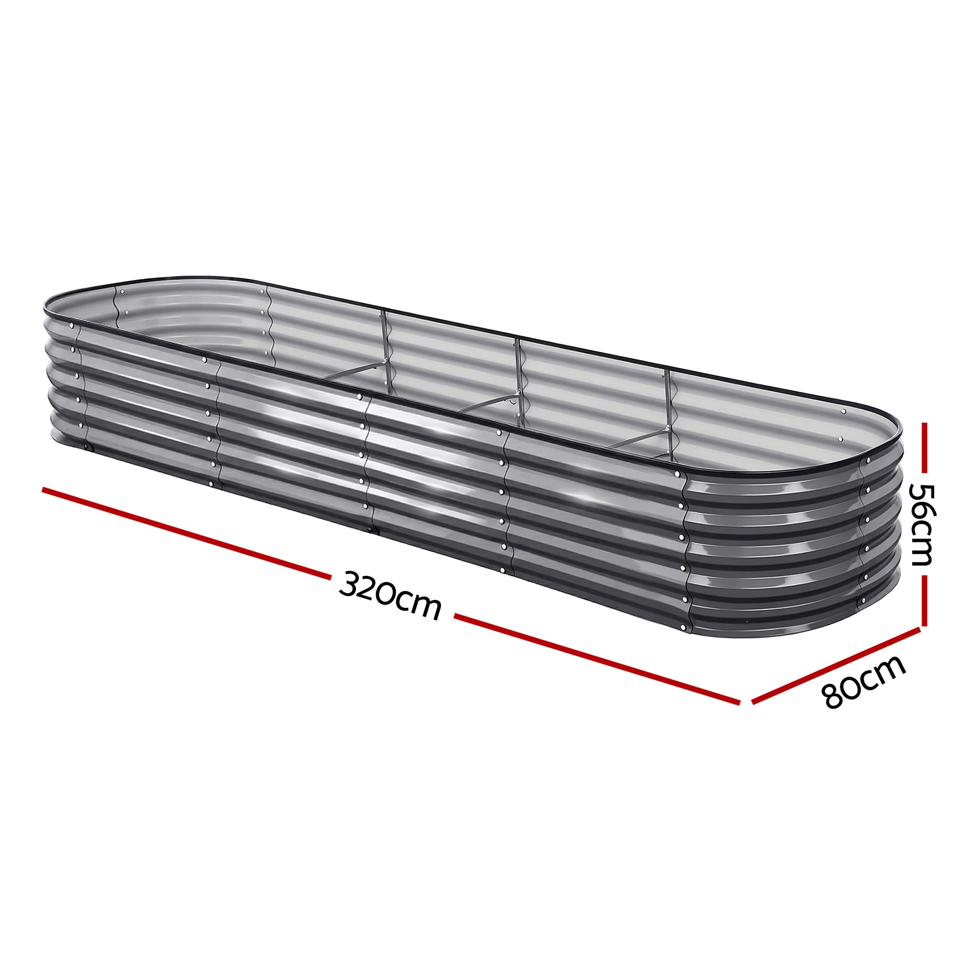 Green Fingers 3 Pcs Raised Garden Bed Kit Oval Galvanized Steel Planter Boxes 320x80x42cm, Heavy Duty Metal Elevated Garden Bed for Vegetables Flowers Herbs, with Safety Edging, Gloves & Pegs Included - Image 7