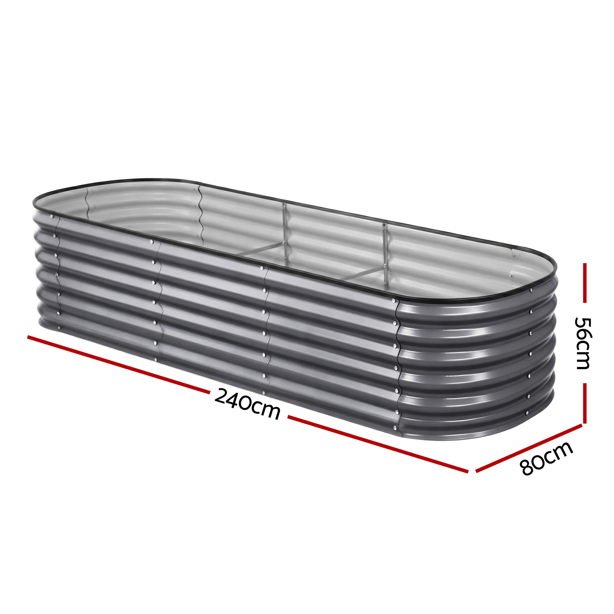 Green Fingers 4 Pcs Raised Garden Bed Kit Oval Galvanized Steel Planter Boxes 240x80x56cm, Heavy Duty Metal Elevated Garden Bed for Vegetables Flowers Herbs, with Safety Edging, Gloves & Pegs Included - Image 7
