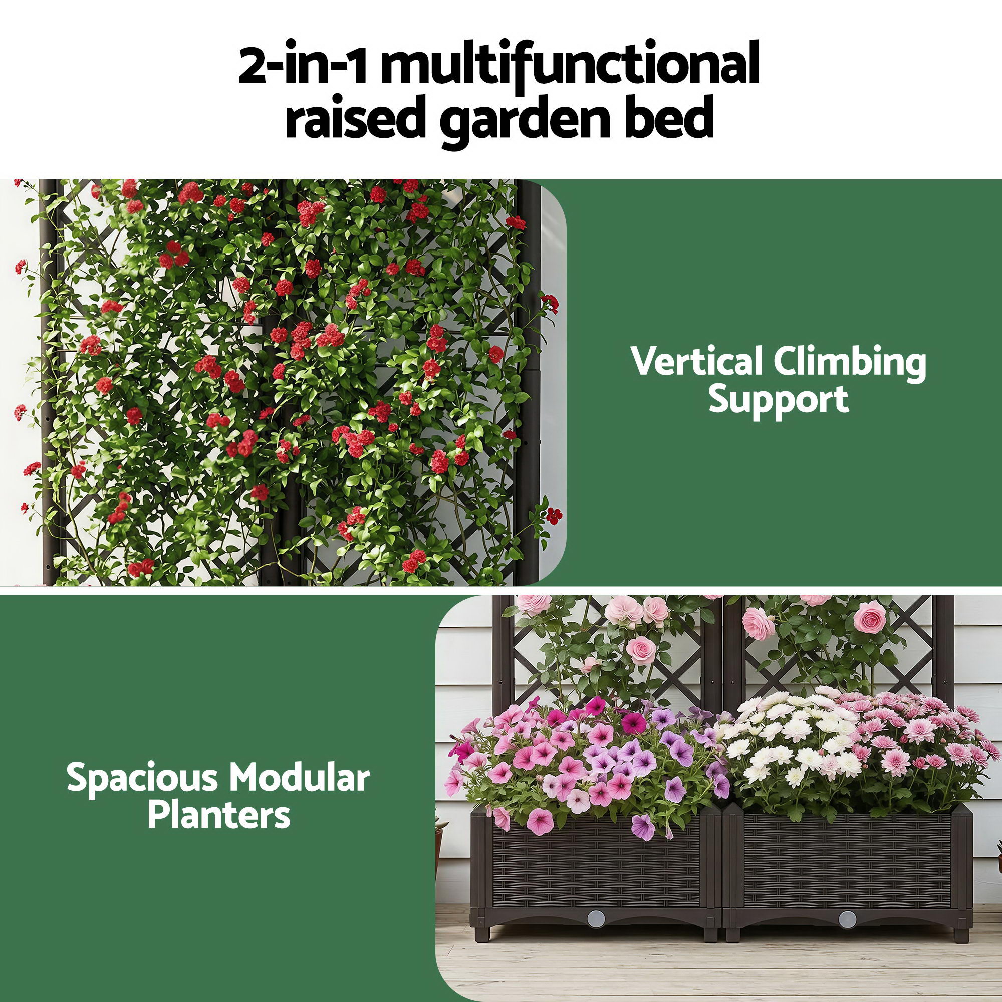 Green Fingers Raised Garden Bed Vertical Planter Self Watering Large Elevated Veggie Box 80x40x122cm - Image 4