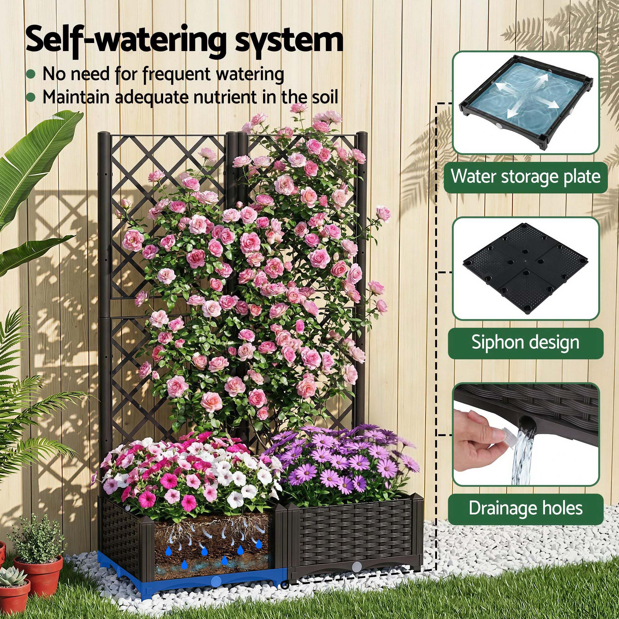 Green Fingers Raised Garden Bed Vertical Planter Self Watering Large Elevated Veggie Box 80x40x122cm - Image 7