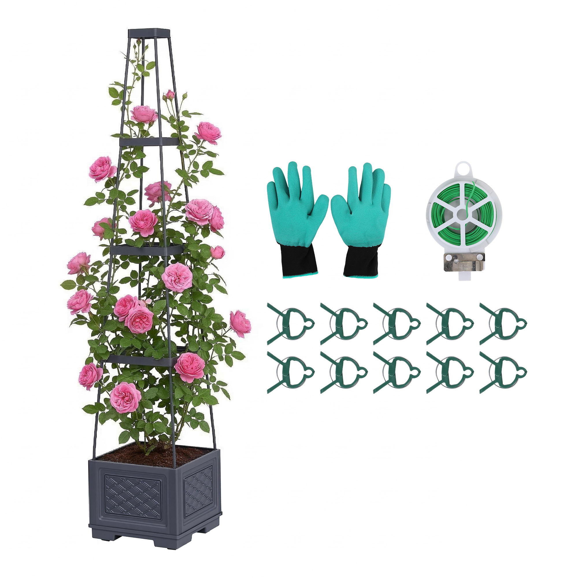 Green Fingers Self Watering Planter with Trellis - Image 1