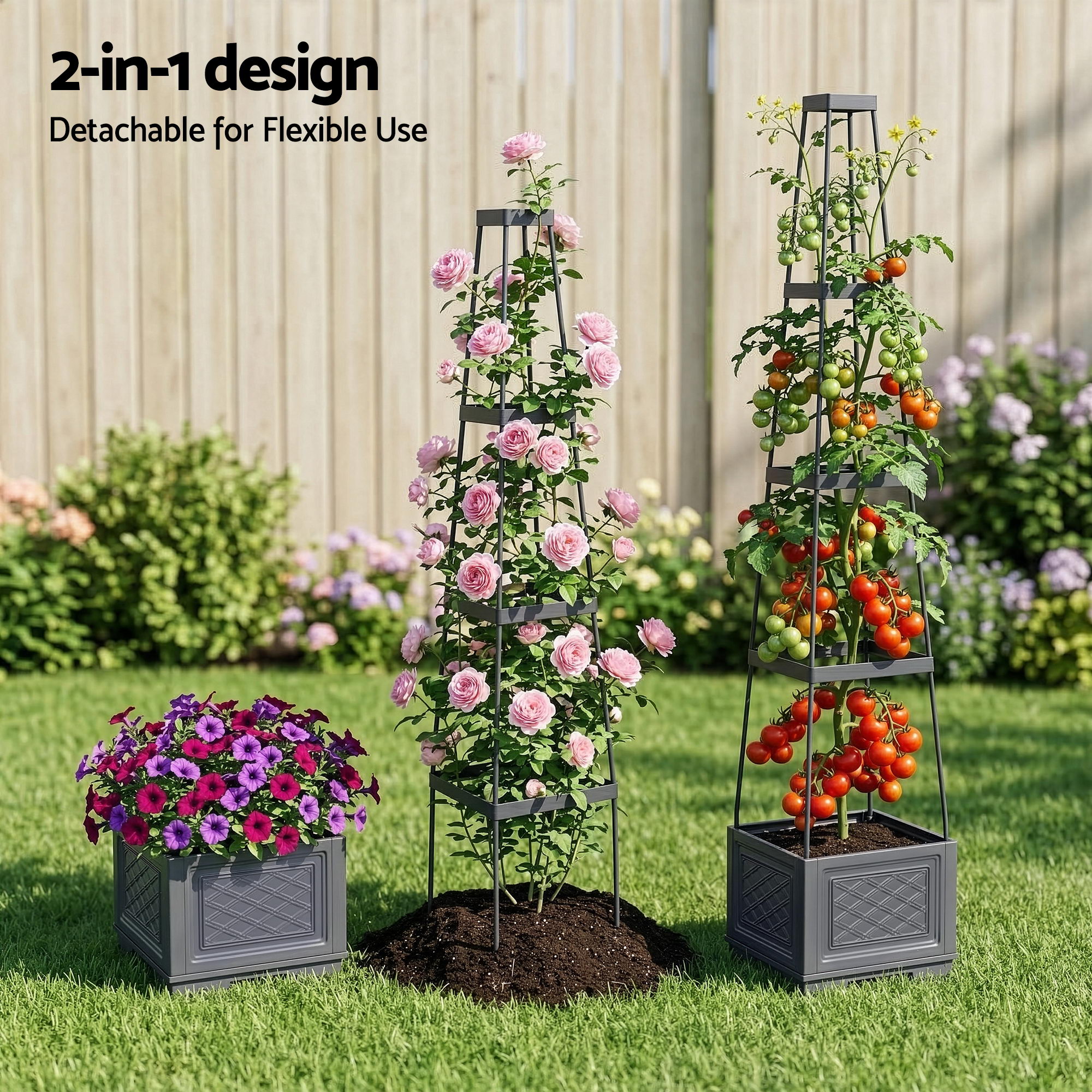Green Fingers Self Watering Planter with Trellis - Image 4
