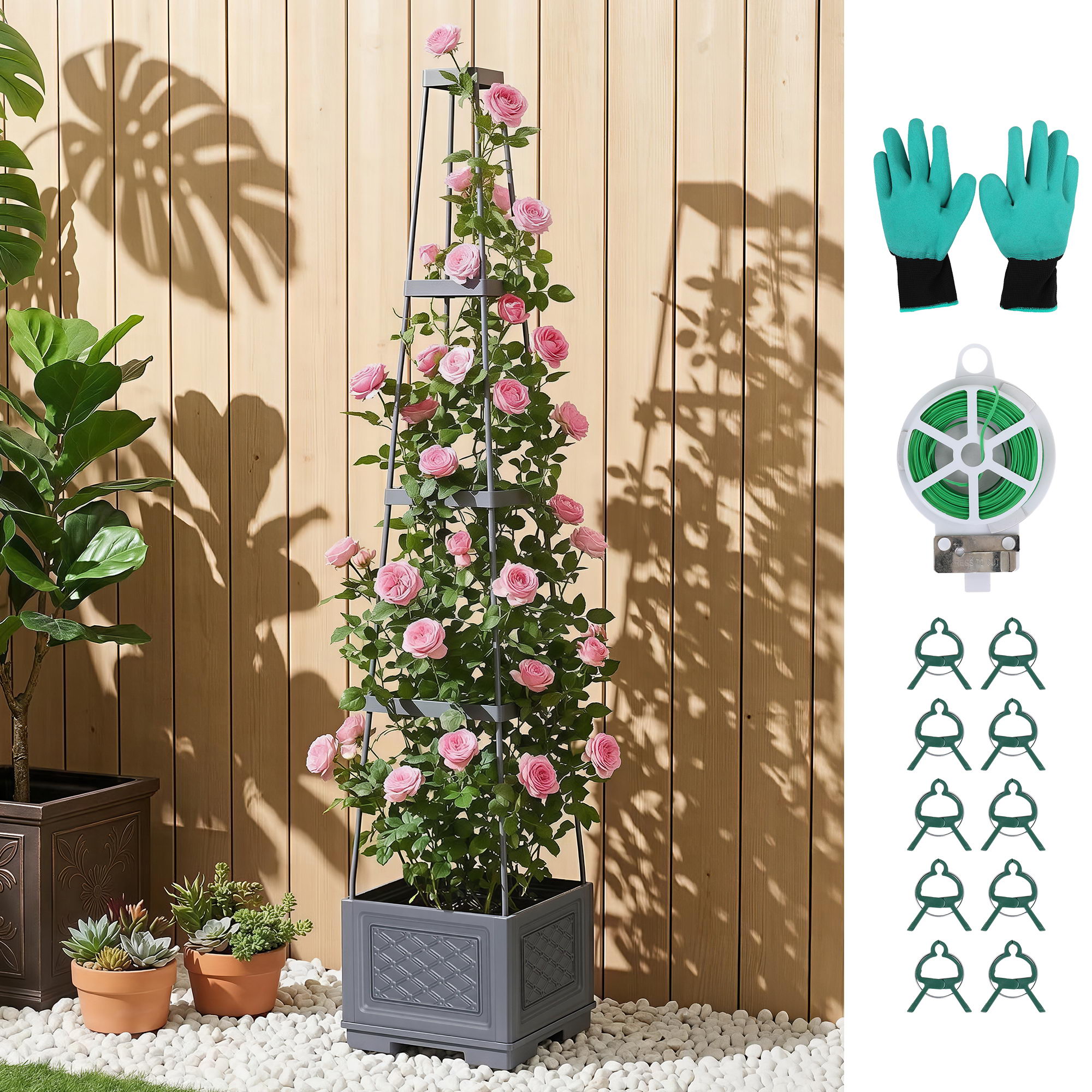 Green Fingers Self Watering Planter with Trellis - Image 7