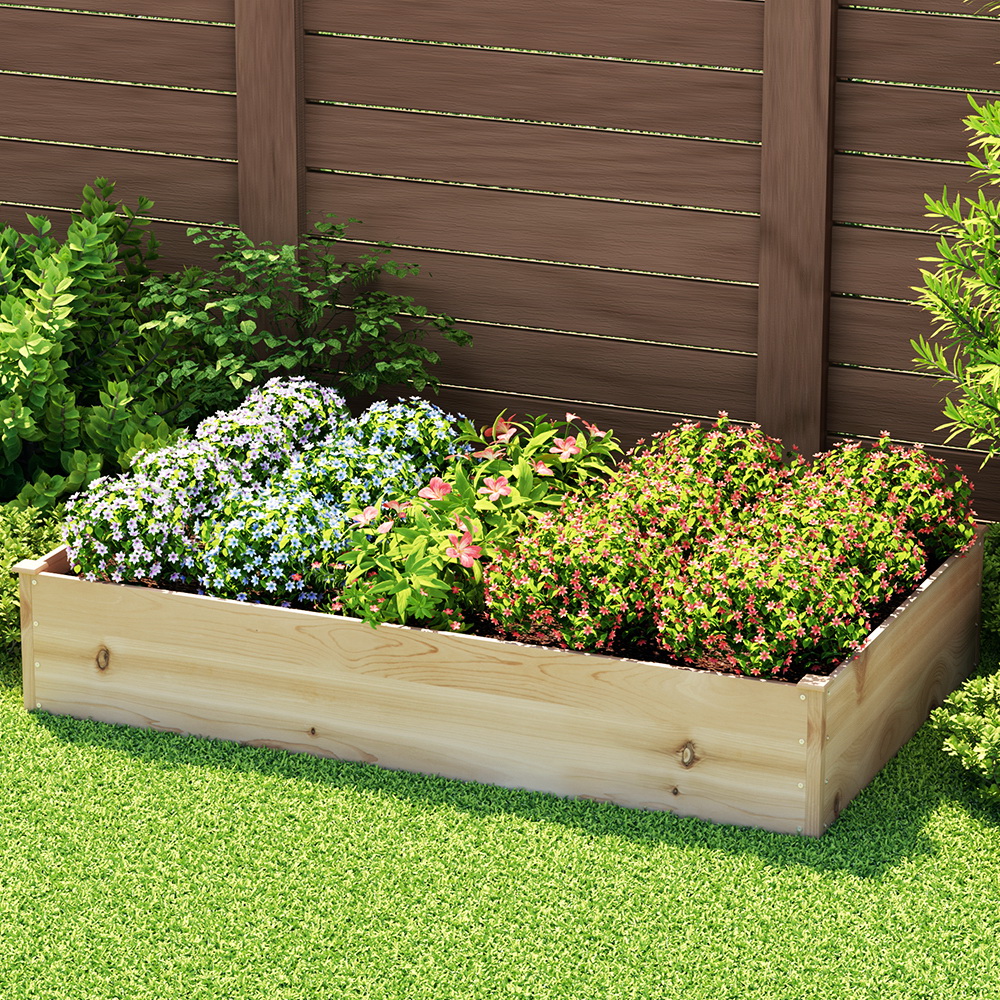 Green Fingers Garden Bed 150x90x30cm Wooden Planter Box Raised Container Growing - Image 1