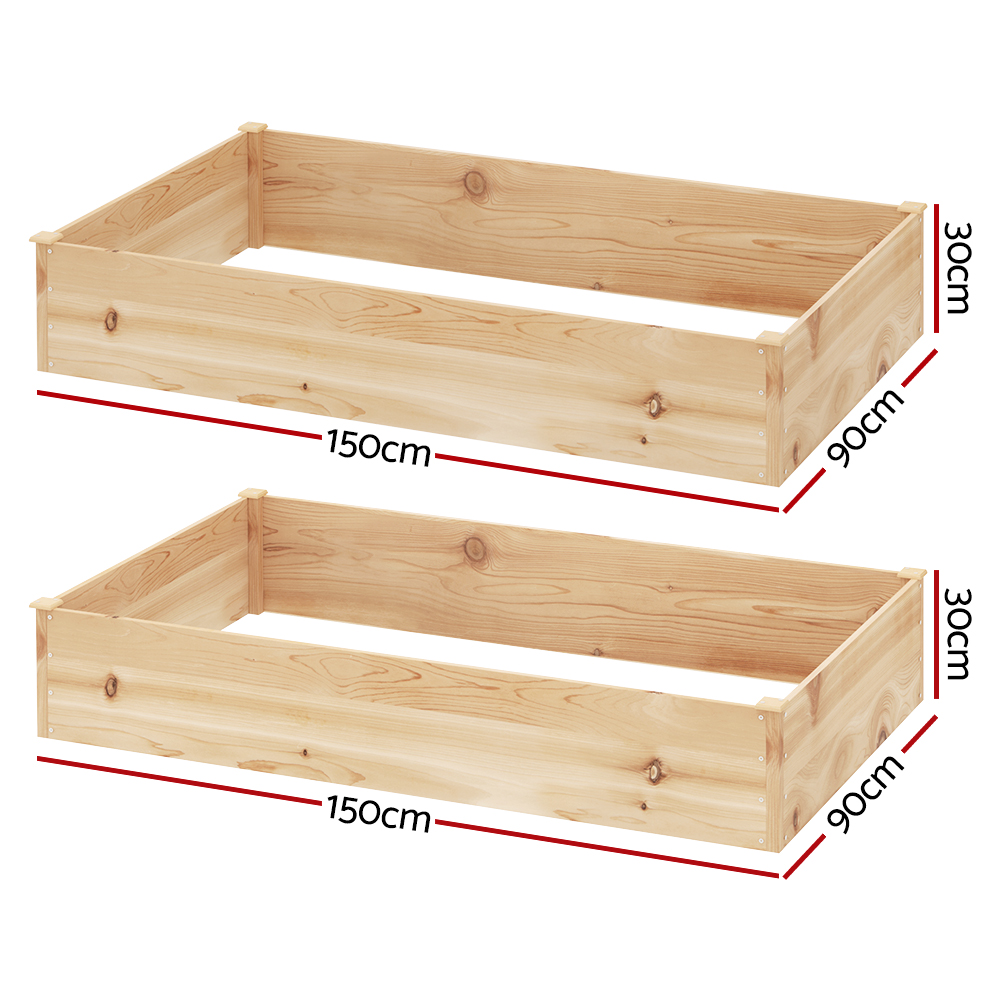 Green Fingers Garden Bed 150x90x30cm Wooden Planter Box Raised Container Growing - Image 2