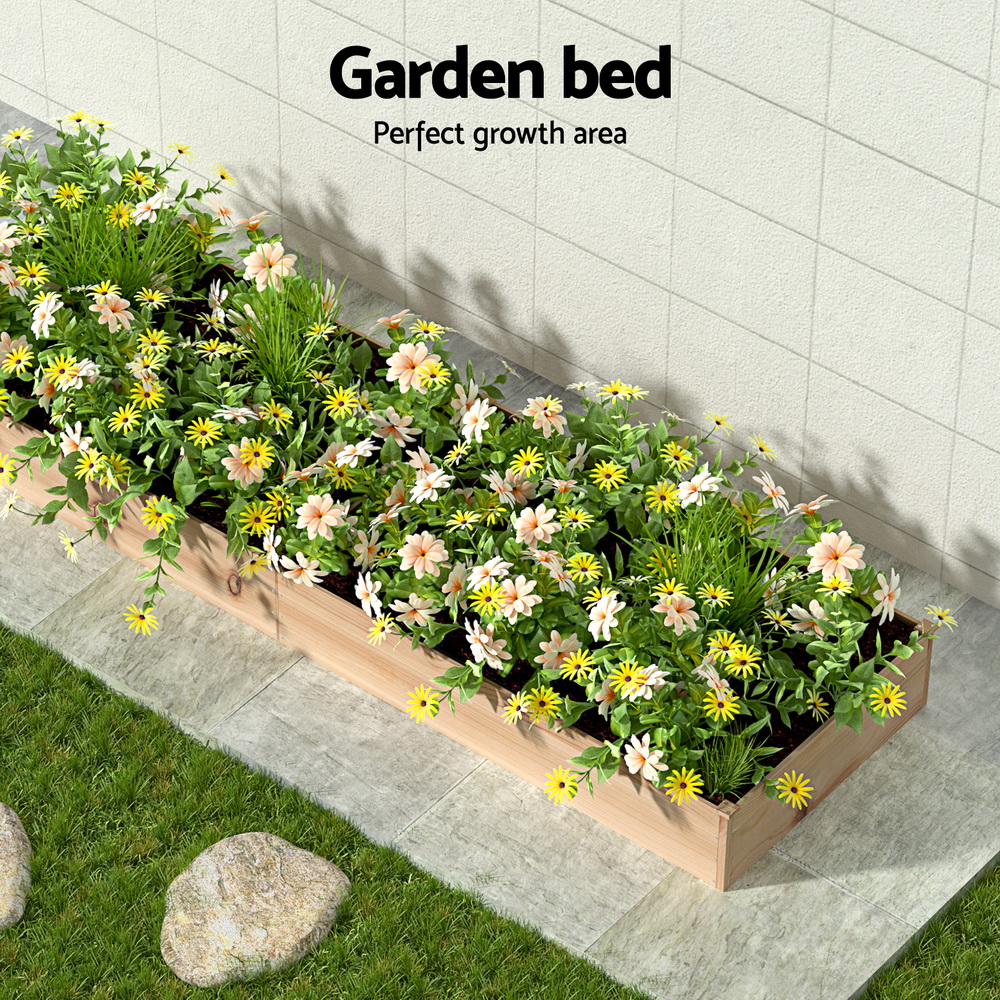 Green Fingers Garden Bed 150x90x30cm Wooden Planter Box Raised Container Growing - Image 4