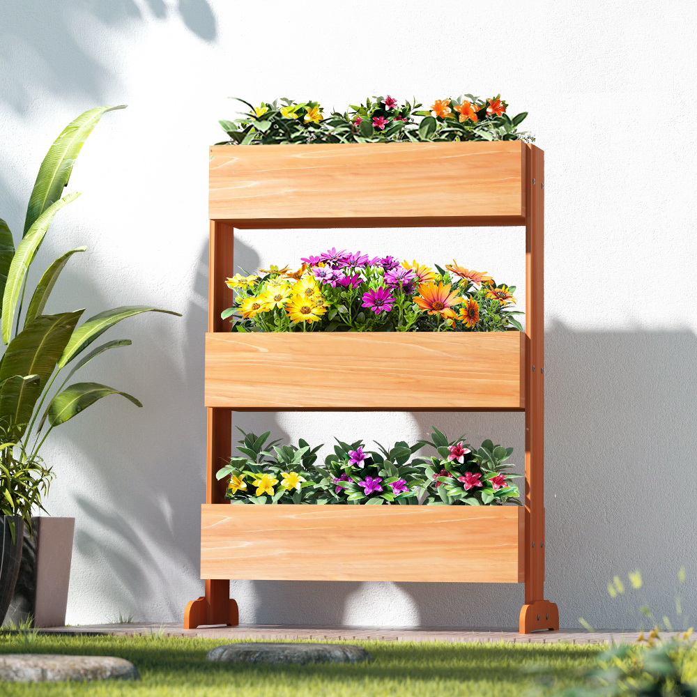 Green Fingers Garden Bed Elevated 69x39x106cm Wooden Planter Box Container Herb - Image 1