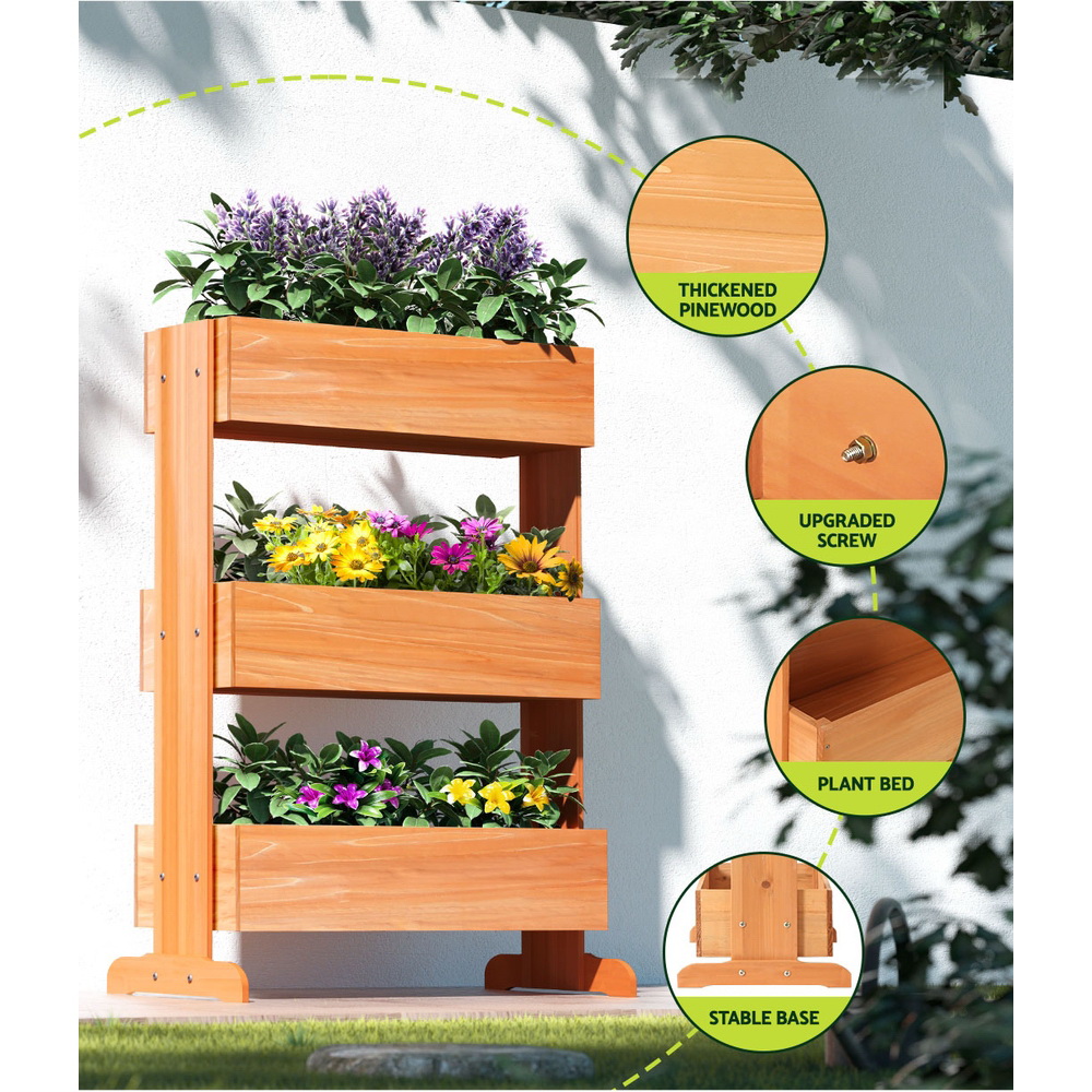 Green Fingers Garden Bed Elevated 69x39x106cm Wooden Planter Box Container Herb - Image 4