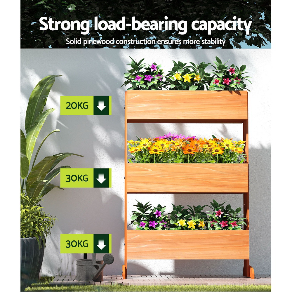 Green Fingers Garden Bed Elevated 69x39x106cm Wooden Planter Box Container Herb - Image 5