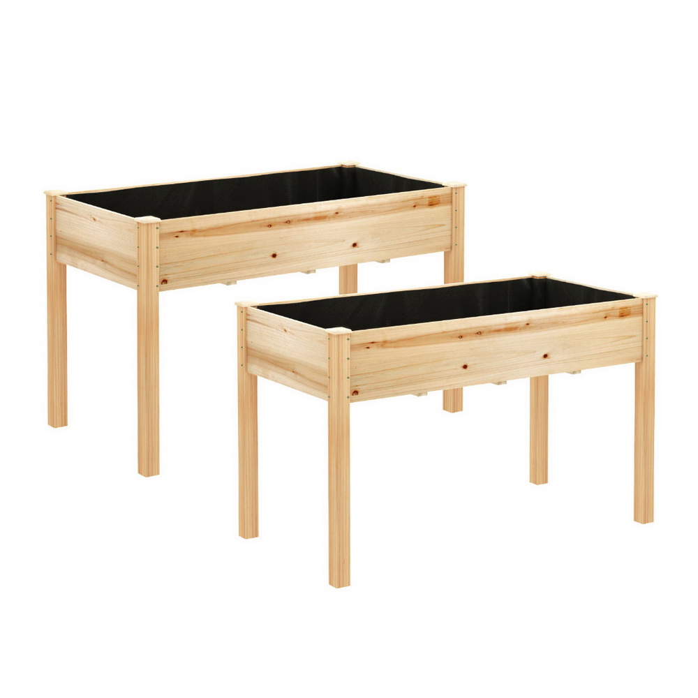 Green Fingers Raised Garden Bed 2x Elevated 120x60x80cm Wooden Planter Box Container - Image 1