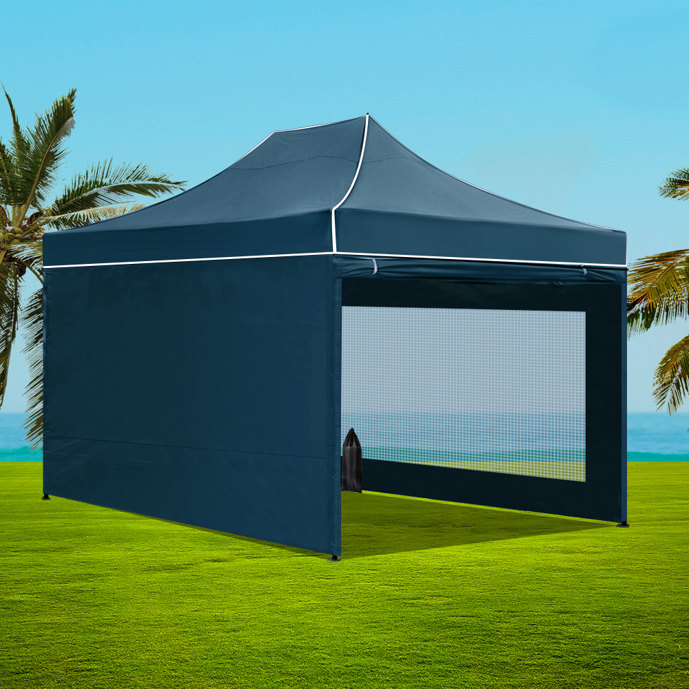 Instahut Gazebo 3x4.5 Pop Up Marquee Folding Wedding Tent Gazebos Camping Outdoor Shade Canopy Navy - Image 8