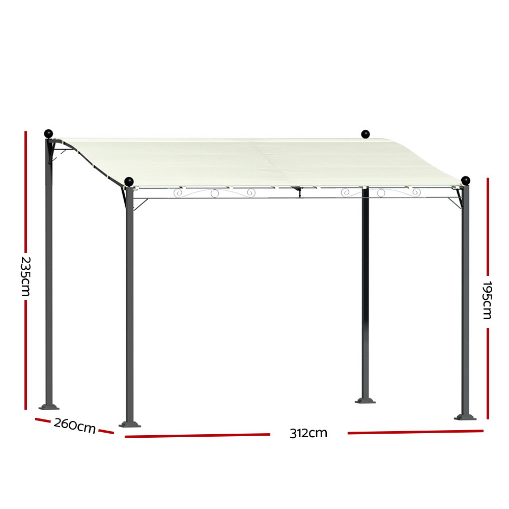 Instahut Gazebo Marquee 3m Outdoor Event Wedding Tent Camping Party Shade Iron Art Canopy Beige - Image 2