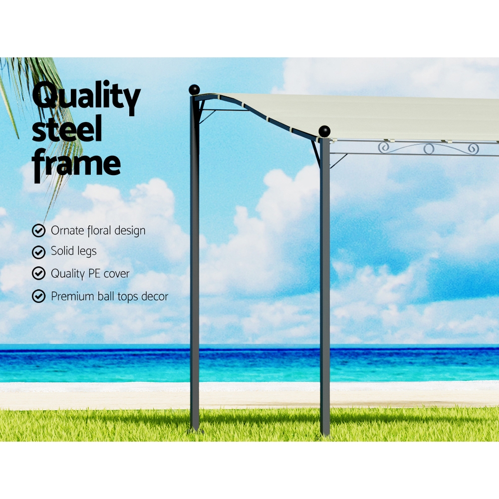 Instahut Gazebo Marquee 3m Outdoor Event Wedding Tent Camping Party Shade Iron Art Canopy Beige - Image 5