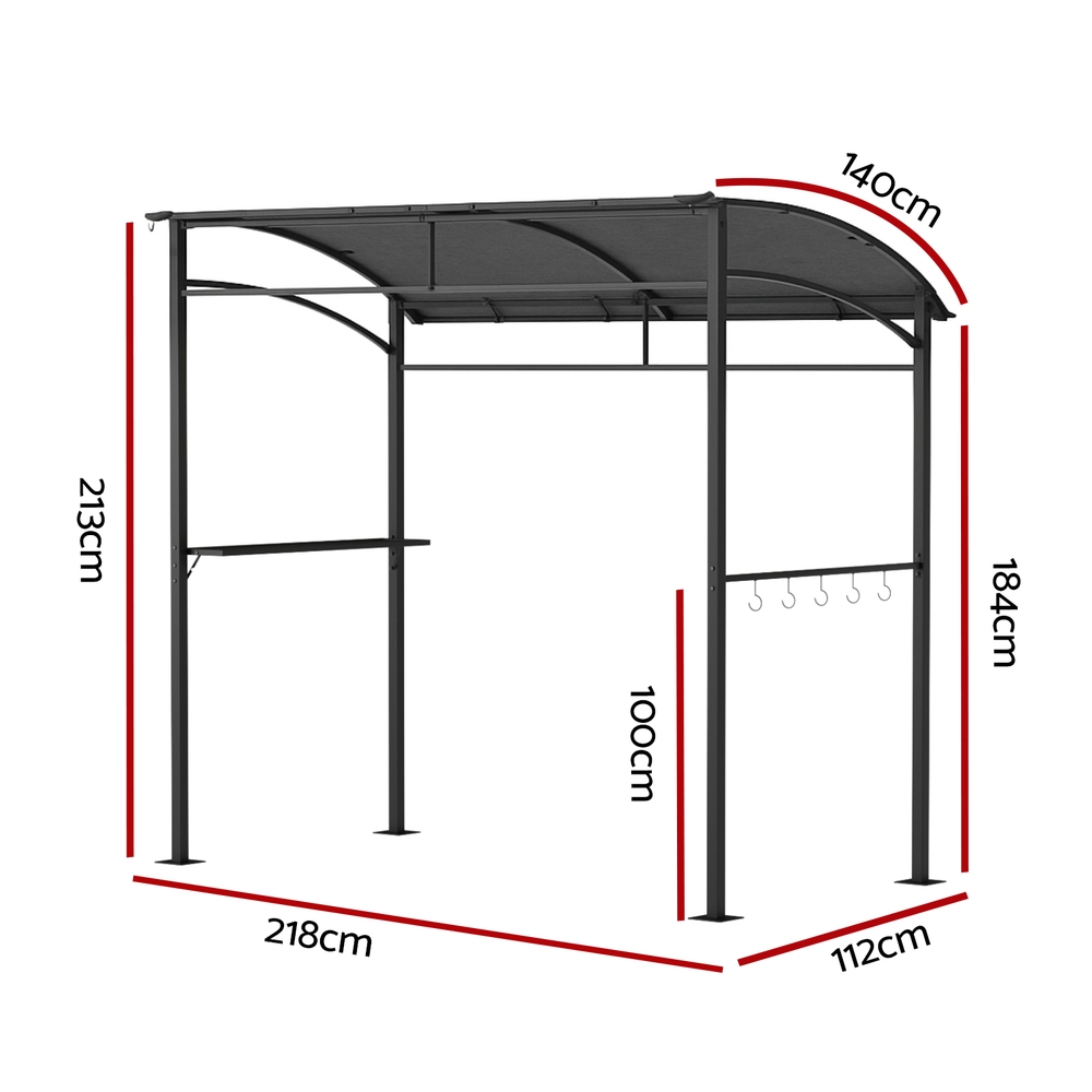 Instahut Gazebo Outdoor BBQ Grill Patio Garden Marquee Shade Shelter Shelf Hooks Grey - Image 2