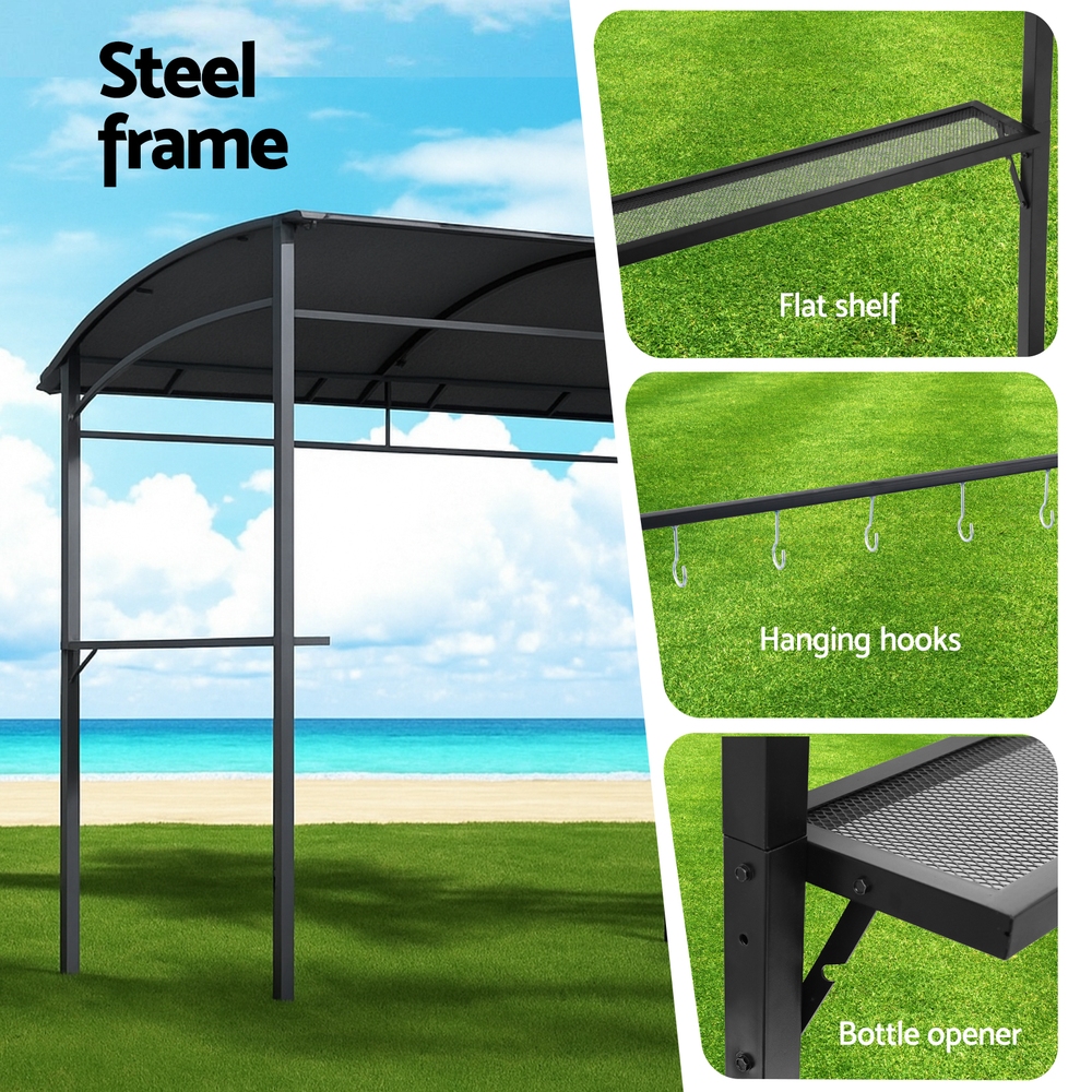 Instahut Gazebo Outdoor BBQ Grill Patio Garden Marquee Shade Shelter Shelf Hooks Grey - Image 5