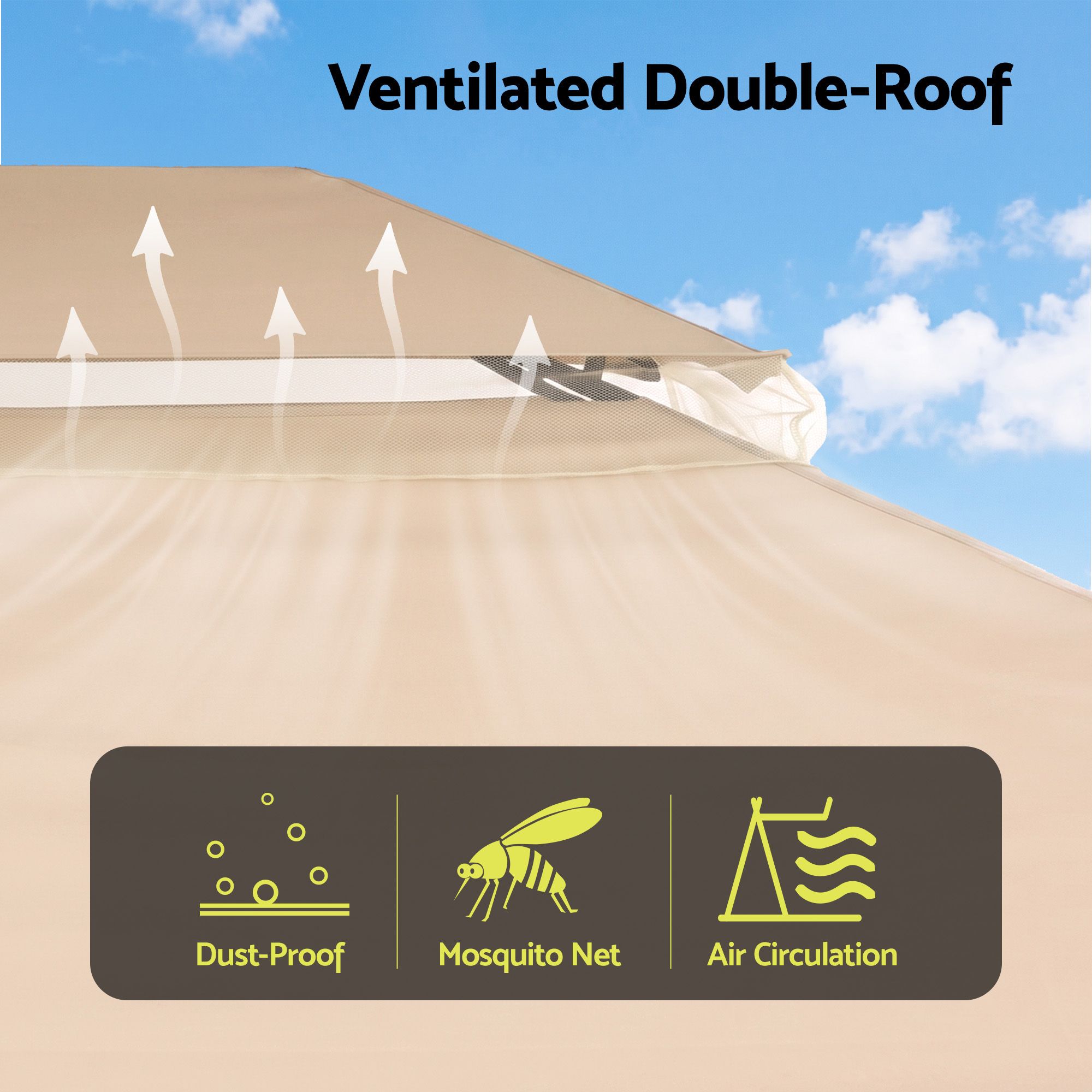 Instahut Gazebo 3x4m Canopy Outdoor Steel Frame Patio Tent Curtains Marquee Beige - Image 5