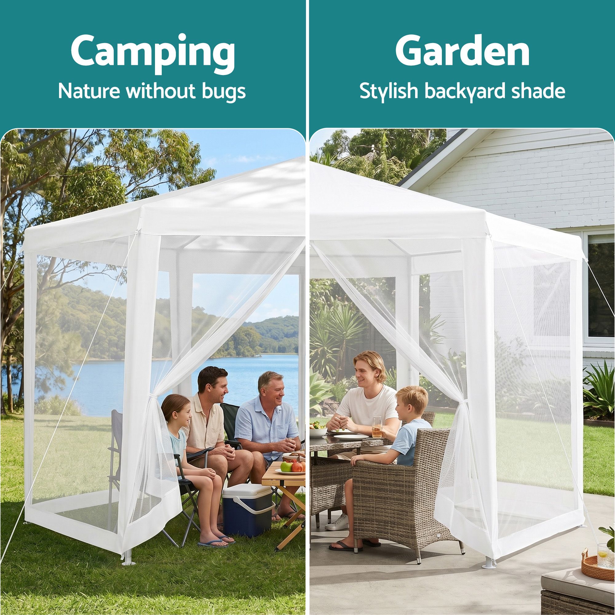 Instahut Gazebo?2x2m Marquee Wedding Party Tent Outdoor Camping Mesh Wall Canopy Shade Gazebos Navy - Image 4