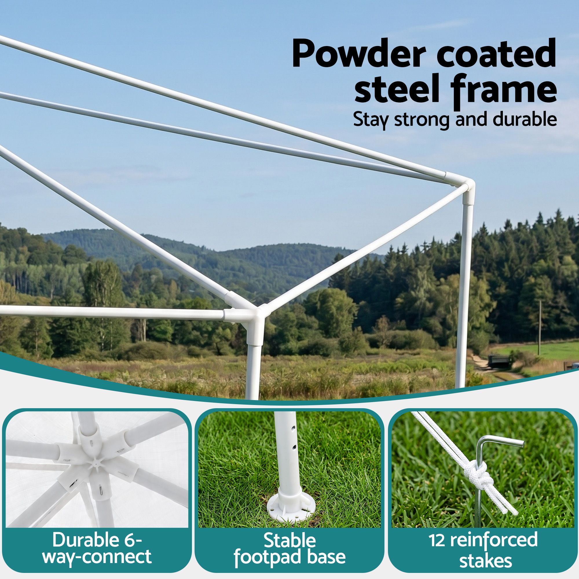Instahut Gazebo?2x2m Marquee Wedding Party Tent Outdoor Camping Mesh Wall Canopy Shade Gazebos Navy - Image 6