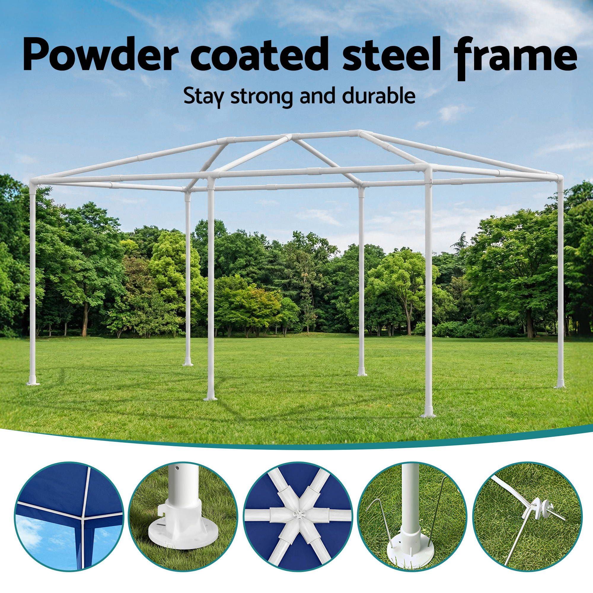 Instahut Gazebo 3x6m Wedding Party Marquee Tent Outdoor Event Camping Canopy Shade Blue - Image 7
