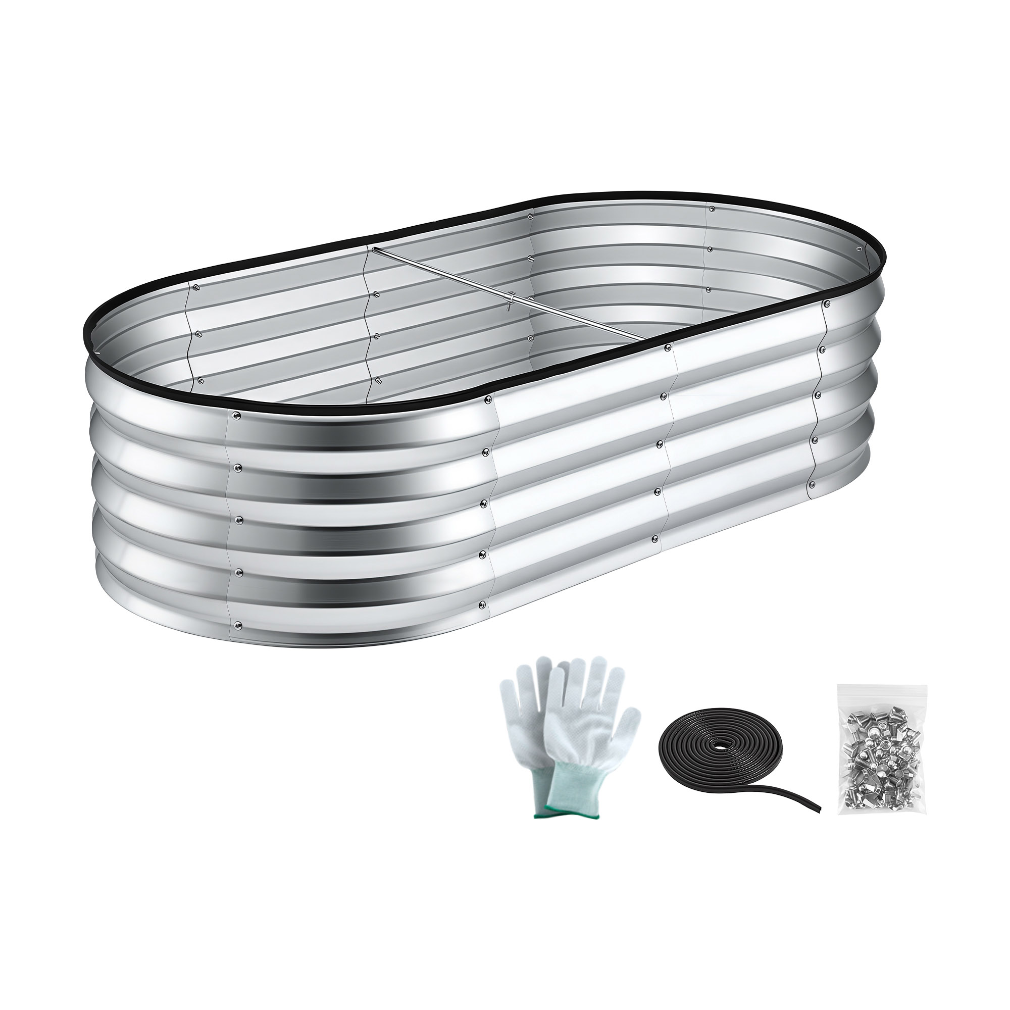 Green Fingers Raised Garden Bed Galvanised Oval Metal Planter Box Large Outdoor 120x60x30cm Silver - Image 3