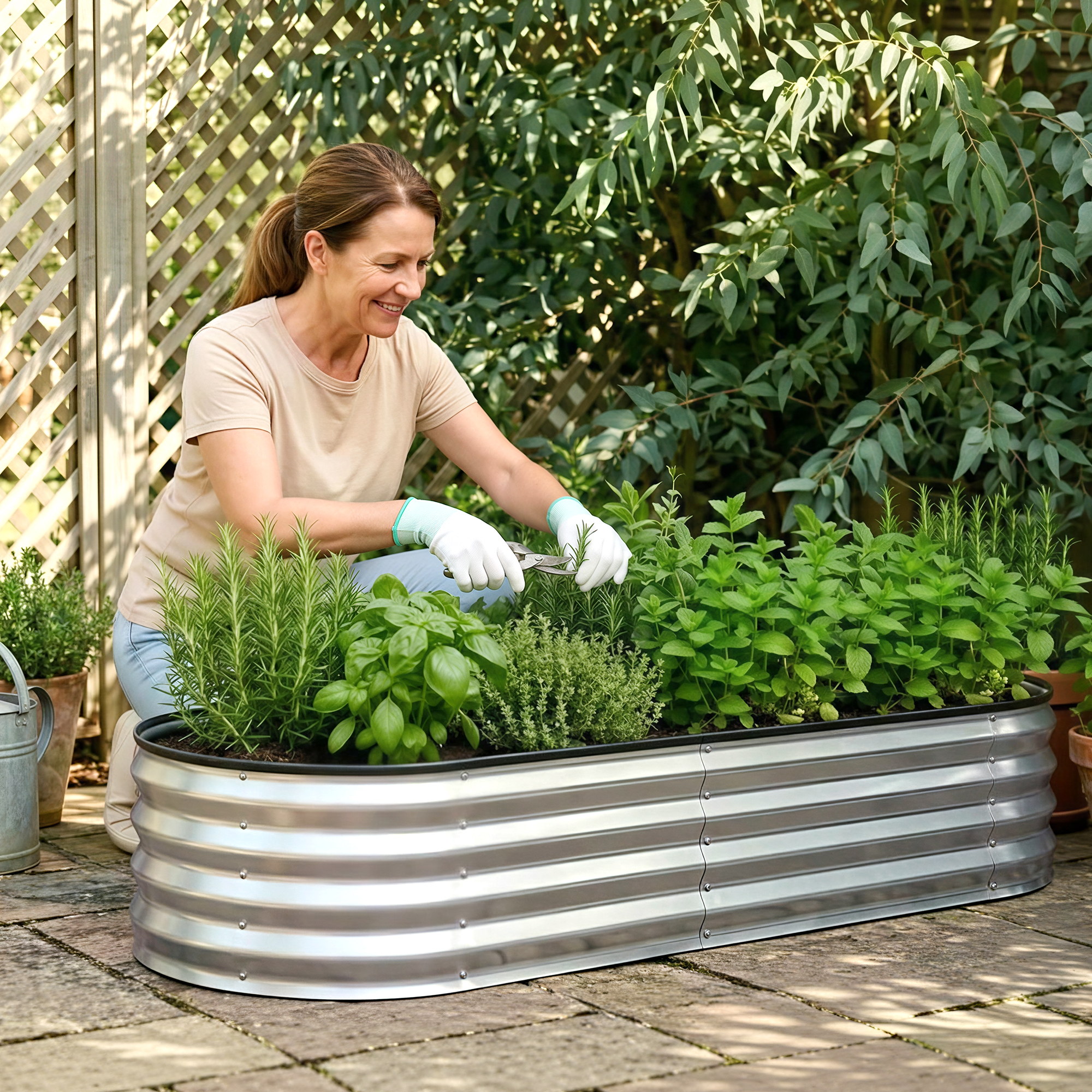 Green Fingers Raised Garden Bed Galvanised Oval Metal Planter Box Large Outdoor 120x60x30cm Silver - Image 5