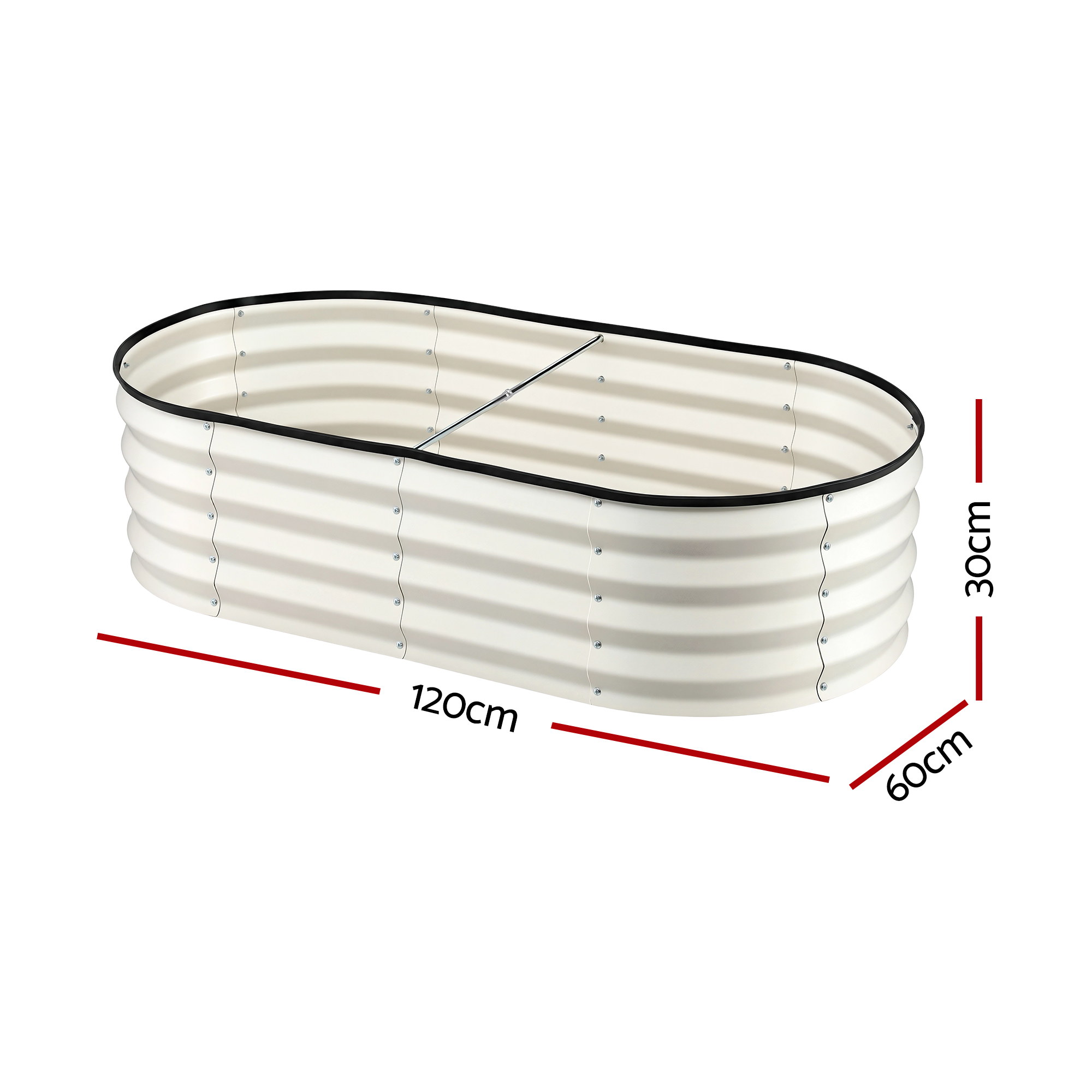 Green Fingers Raised Garden Bed 2 Pack Galvanised Planter Box Rust Resistant 120x60x30cm White - Image 2