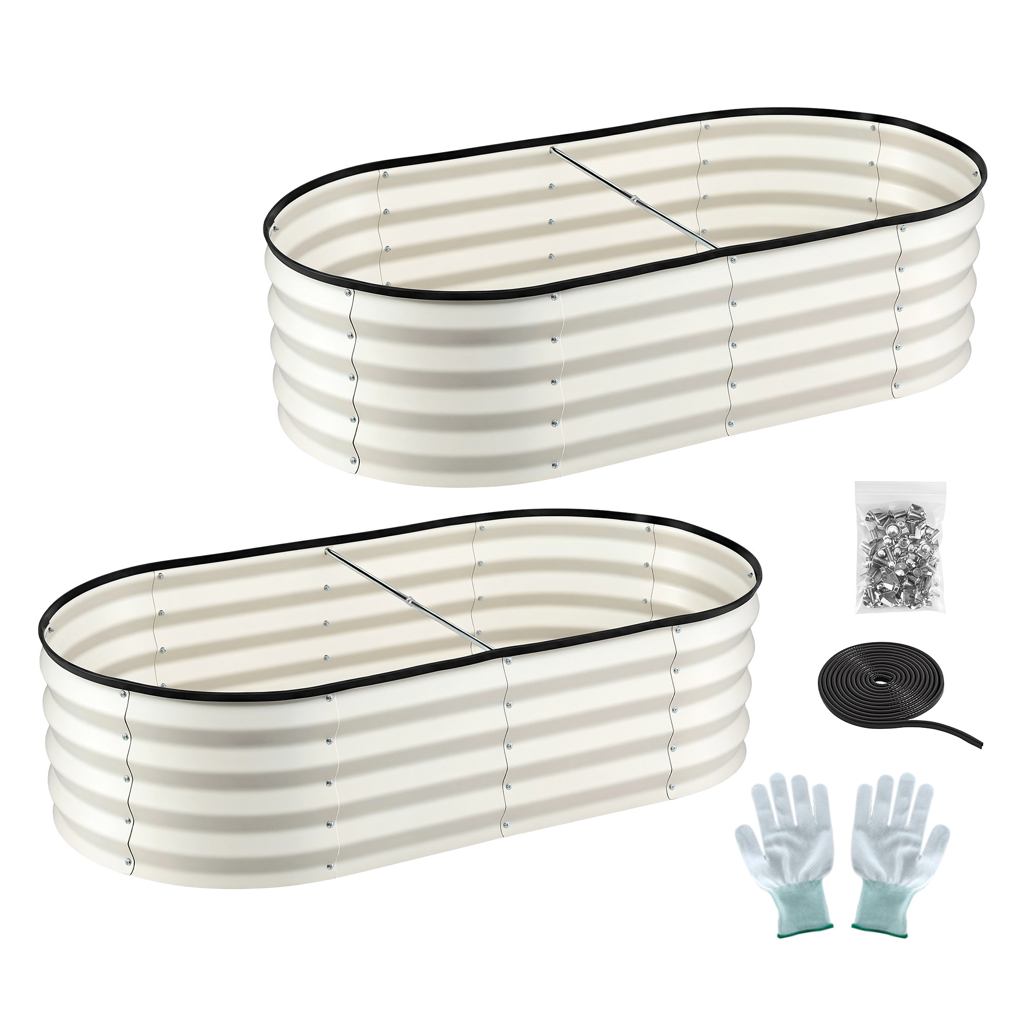 Green Fingers Raised Garden Bed 2 Pack Galvanised Planter Box Rust Resistant 120x60x30cm White - Image 3