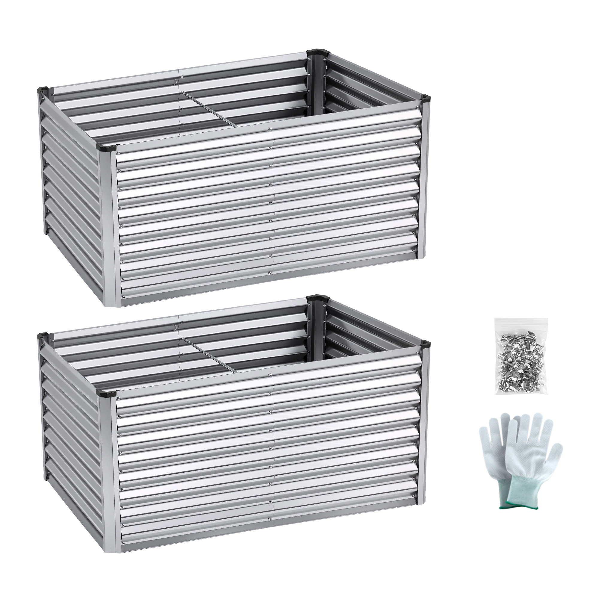 Green Fingers Raised Garden Bed 2 in 1 Modular Galvanised Planter Box Rust Resistant 240x80x60cm - Image 3