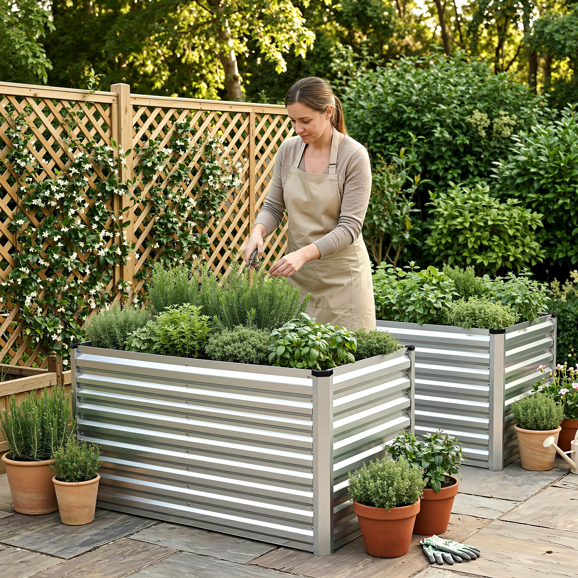 Green Fingers Raised Garden Bed 2 in 1 Modular Galvanised Planter Box Rust Resistant 240x80x60cm - Image 5