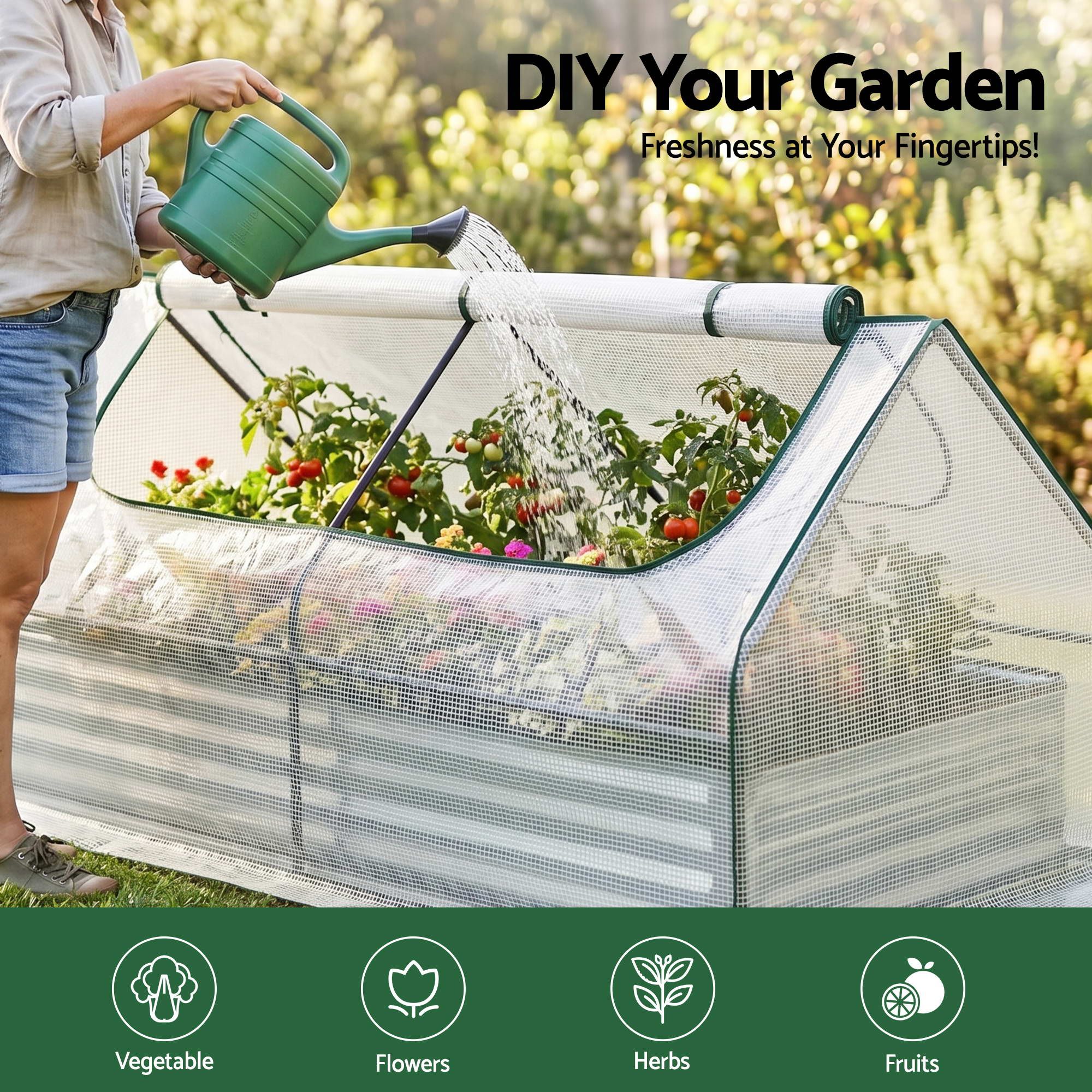 Green Fingers 3 in 1 Raised Garden Bed with Greenhouse Galvanised Planter Box Kit - Image 8