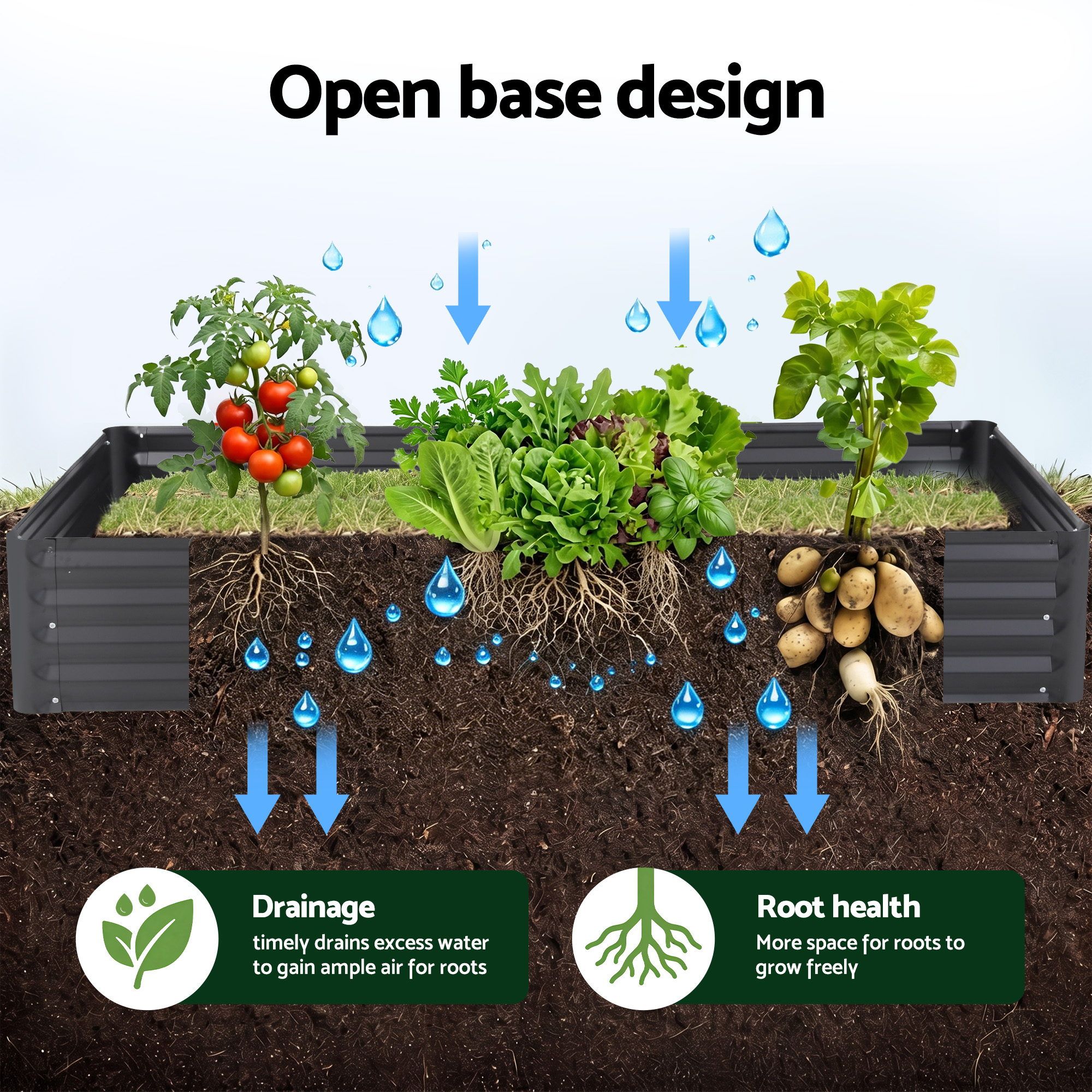 Green Fingers Raised Garden Bed with Mesh Netting Galvanised Planter Box Bird Proof 180x90x120cm - Image 4