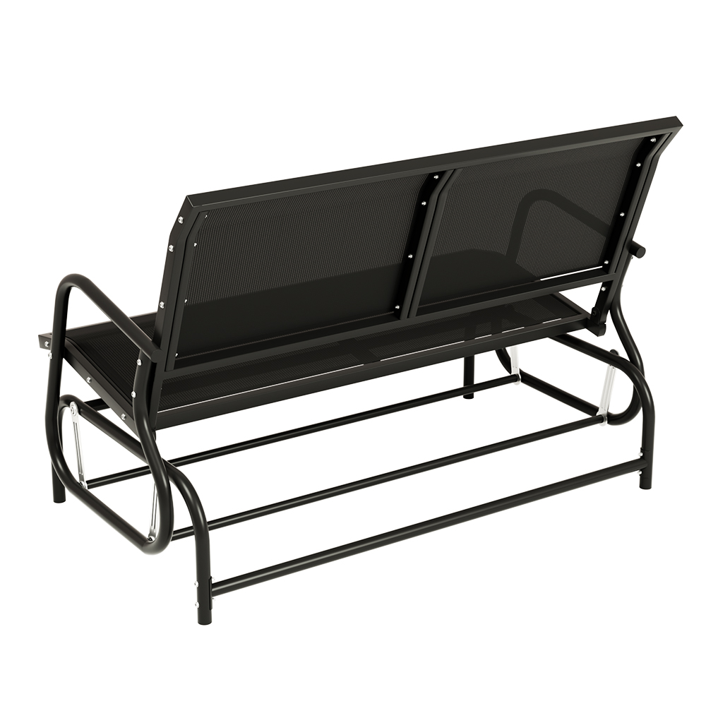 Gardeon Outdoor Garden Bench Seat Swing Glider Rocking 2 Seater Patio Furniture Black - Image 3