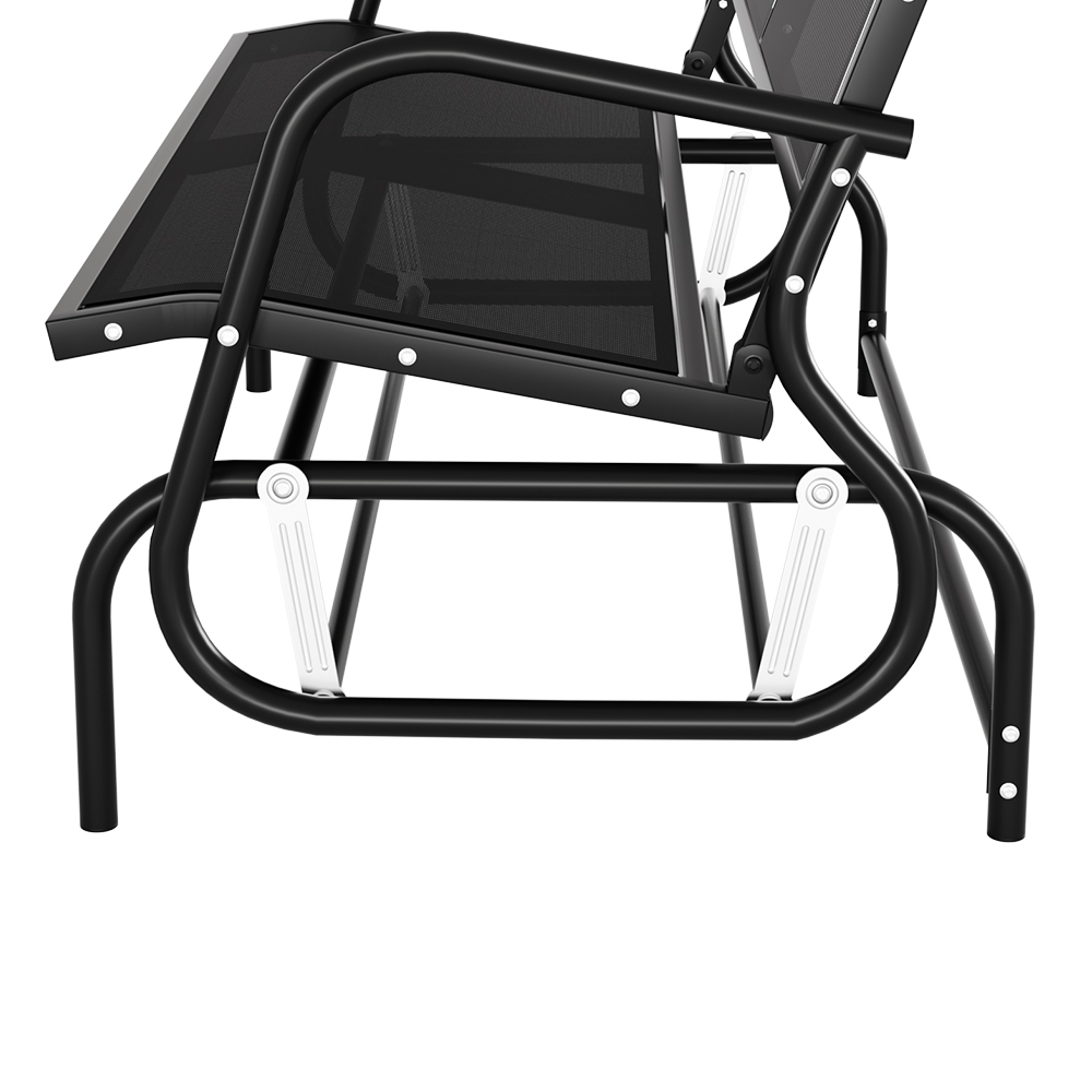 Gardeon Outdoor Garden Bench Seat Swing Glider Rocking 2 Seater Patio Furniture Black - Image 4