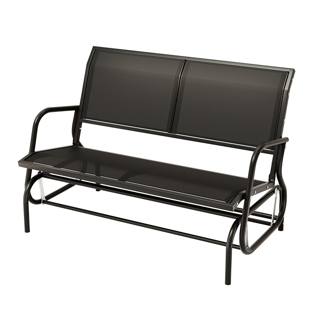 Gardeon Outdoor Garden Bench Seat Swing Glider Rocking 2 Seater Patio Furniture Black - Image 5
