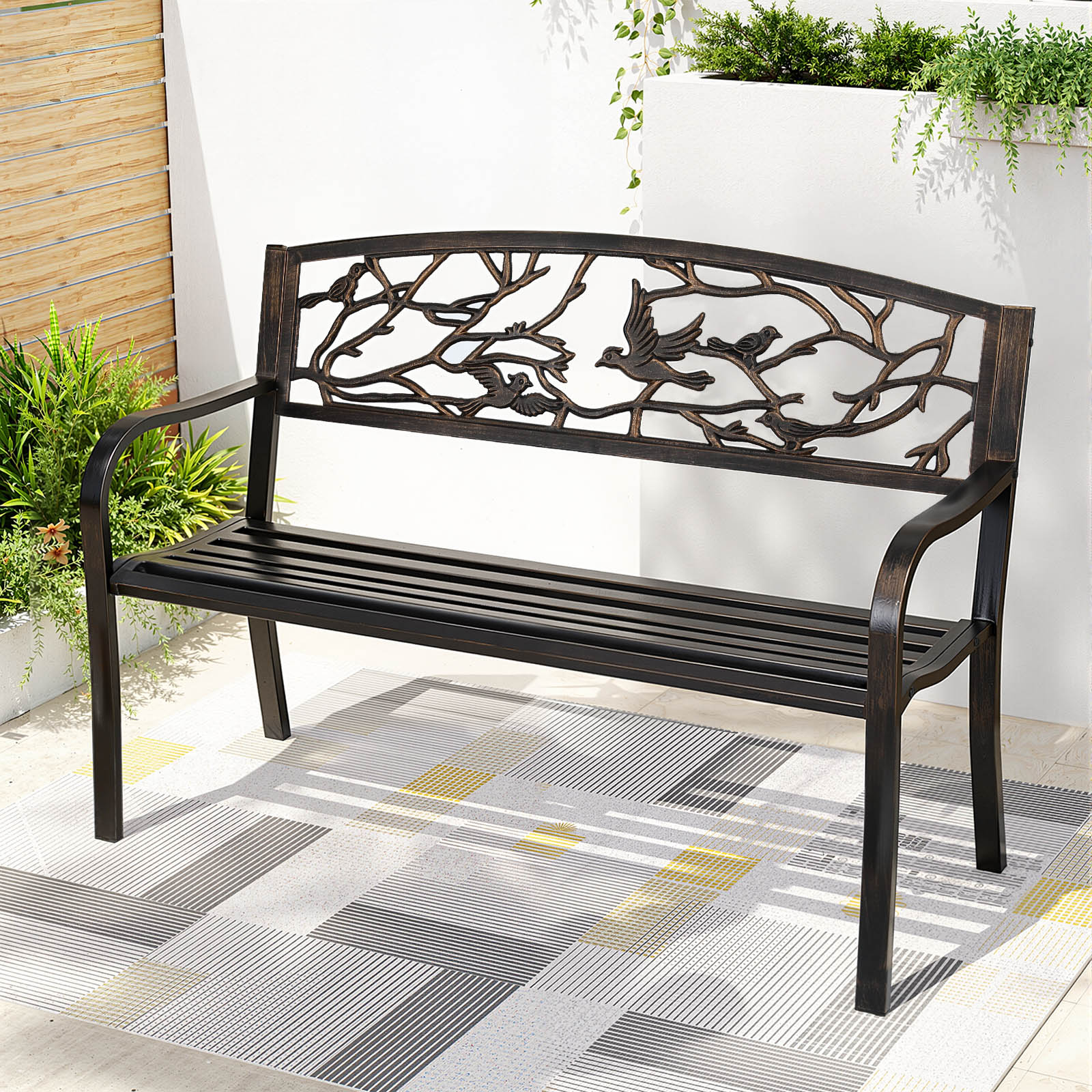 Gardeon Outdoor Bench Seat Garden Steel Outdoor Furniture 3 Seater Park Bronze - Image 1