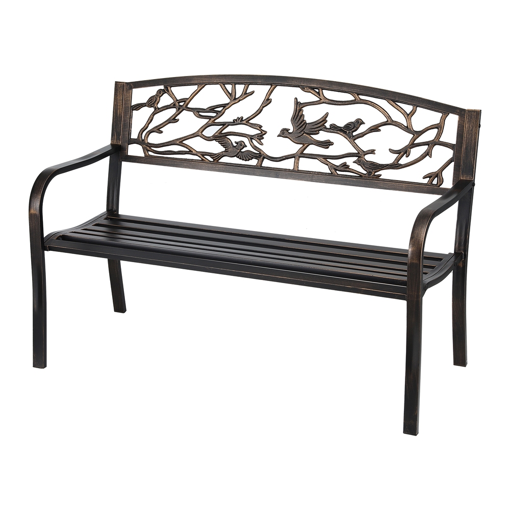 Gardeon Outdoor Bench Seat Garden Steel Outdoor Furniture 3 Seater Park Bronze - Image 2