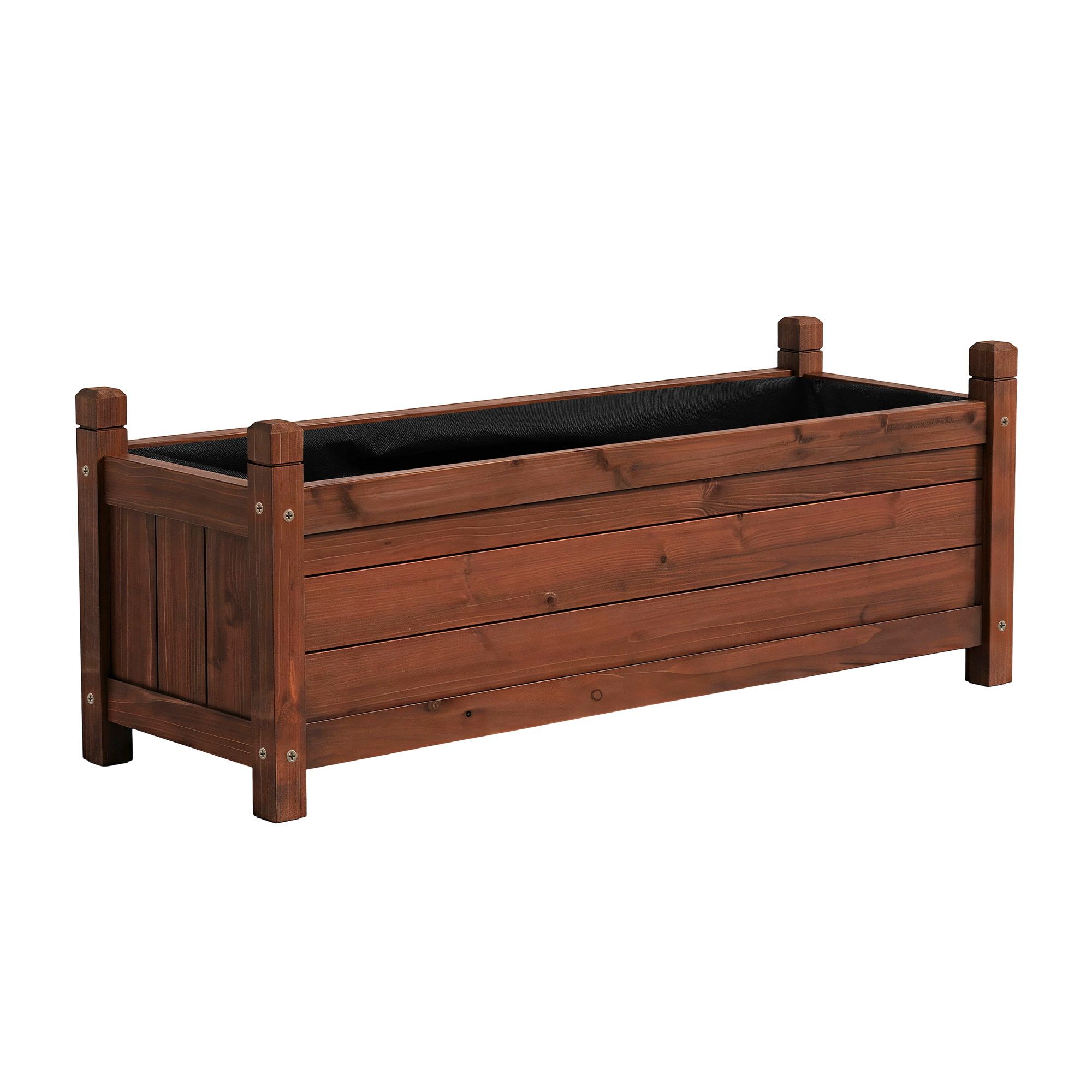 Green Fingers Garden Bed Wooden Planter Box Raised Container Growing 90x30x33cm Brown - Image 2