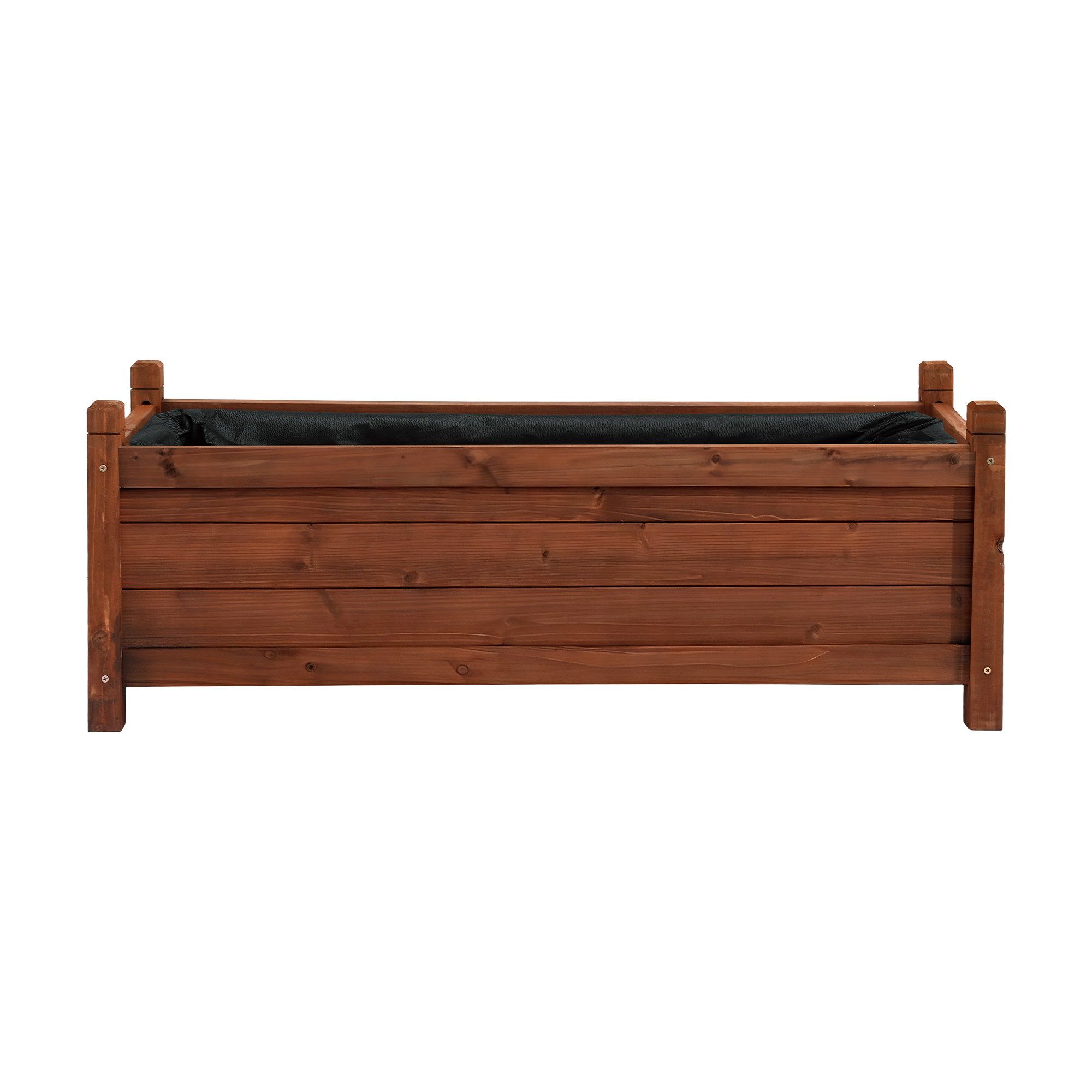 Green Fingers Garden Bed Wooden Planter Box Raised Container Growing 90x30x33cm Brown - Image 4