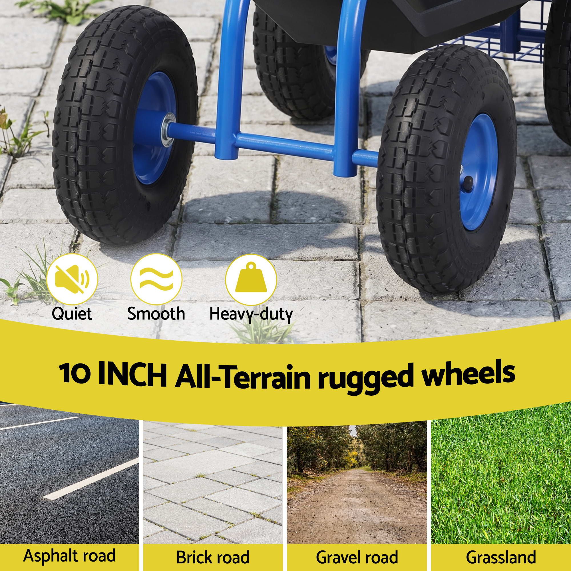 Gardeon Garden Seat with Wheels 360 Swivel Adjustable Height Rolling Stool 150kg - Image 5