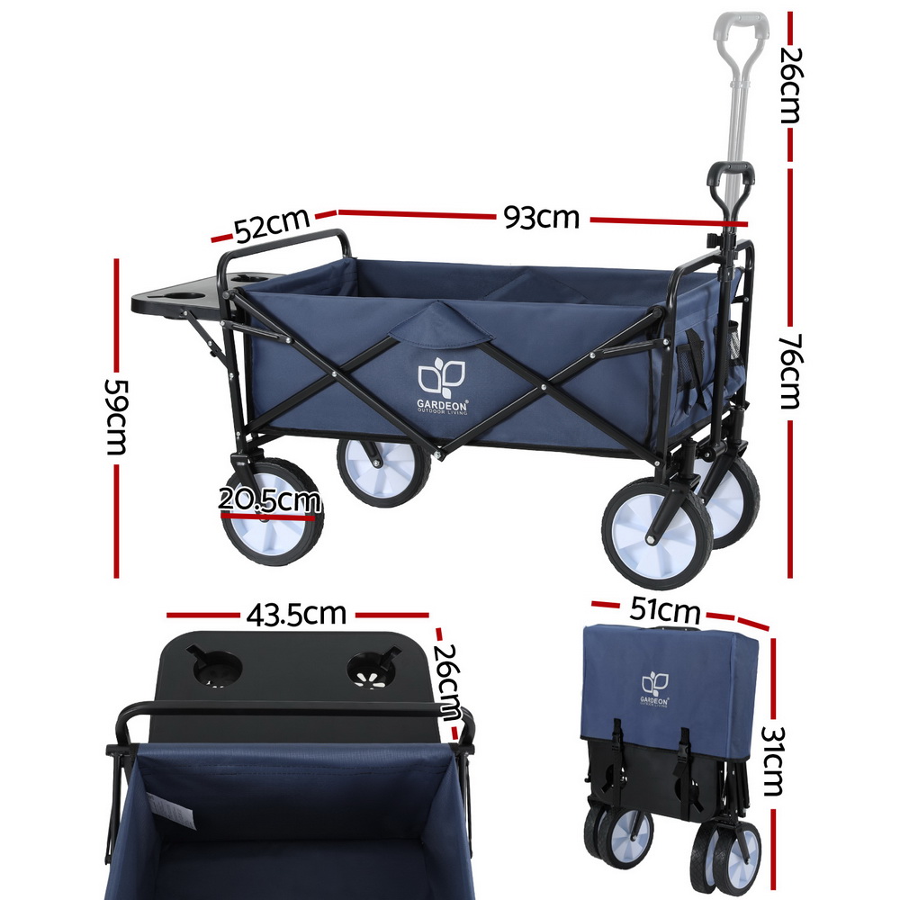 Gardeon Garden Cart with Cup Holders Blue - Image 2