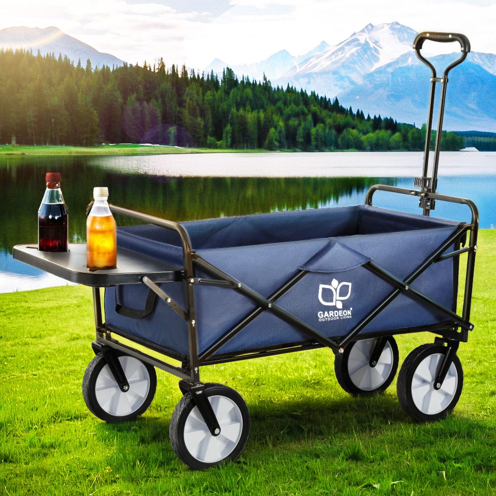 Gardeon Garden Cart with Cup Holders Blue - Image 7