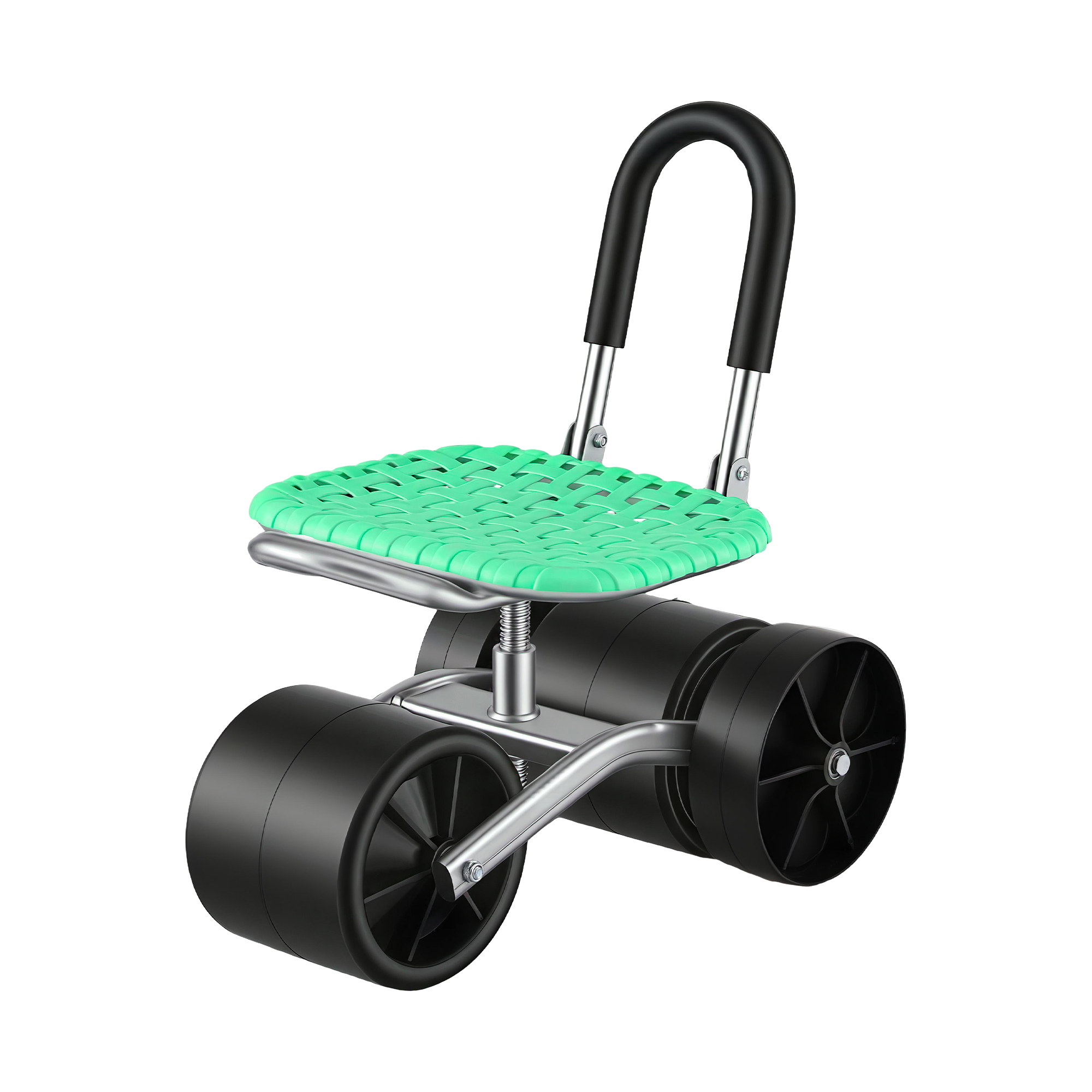 Gardeon Gardening Cart with 360° Swivel Seat | Rolling Work Seat with Adjustable Height & All-Terrain Wheels | 130KG Capacity Heavy Duty Garden Scooter for Back Pain Relief & Vehicle Detailing | Foldable Backrest & Ventilated Seat, Green - Image 1