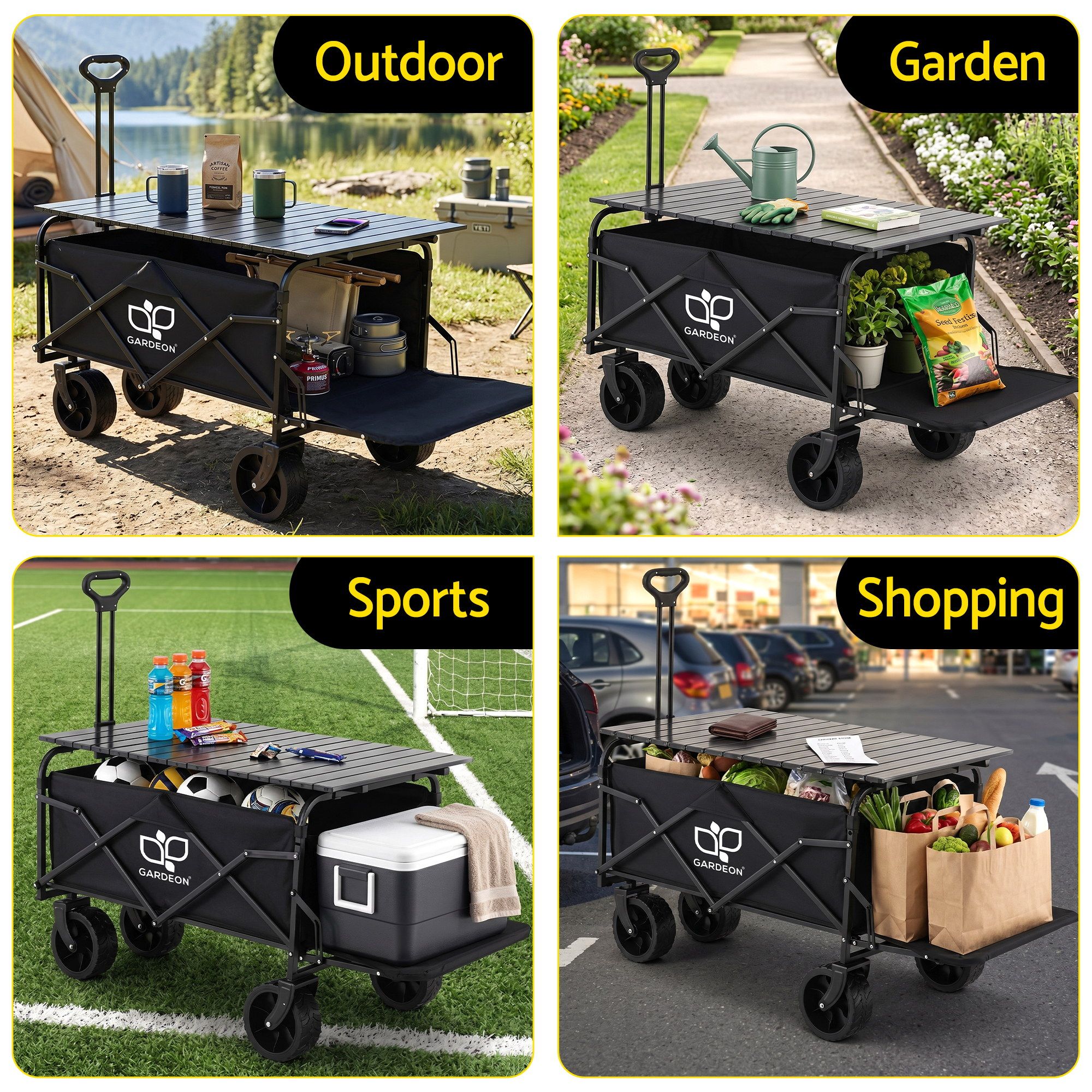 Gardeon Folding Camping Wagon Heavy Duty Utility Cart with Tailgate Table 150L - Image 8