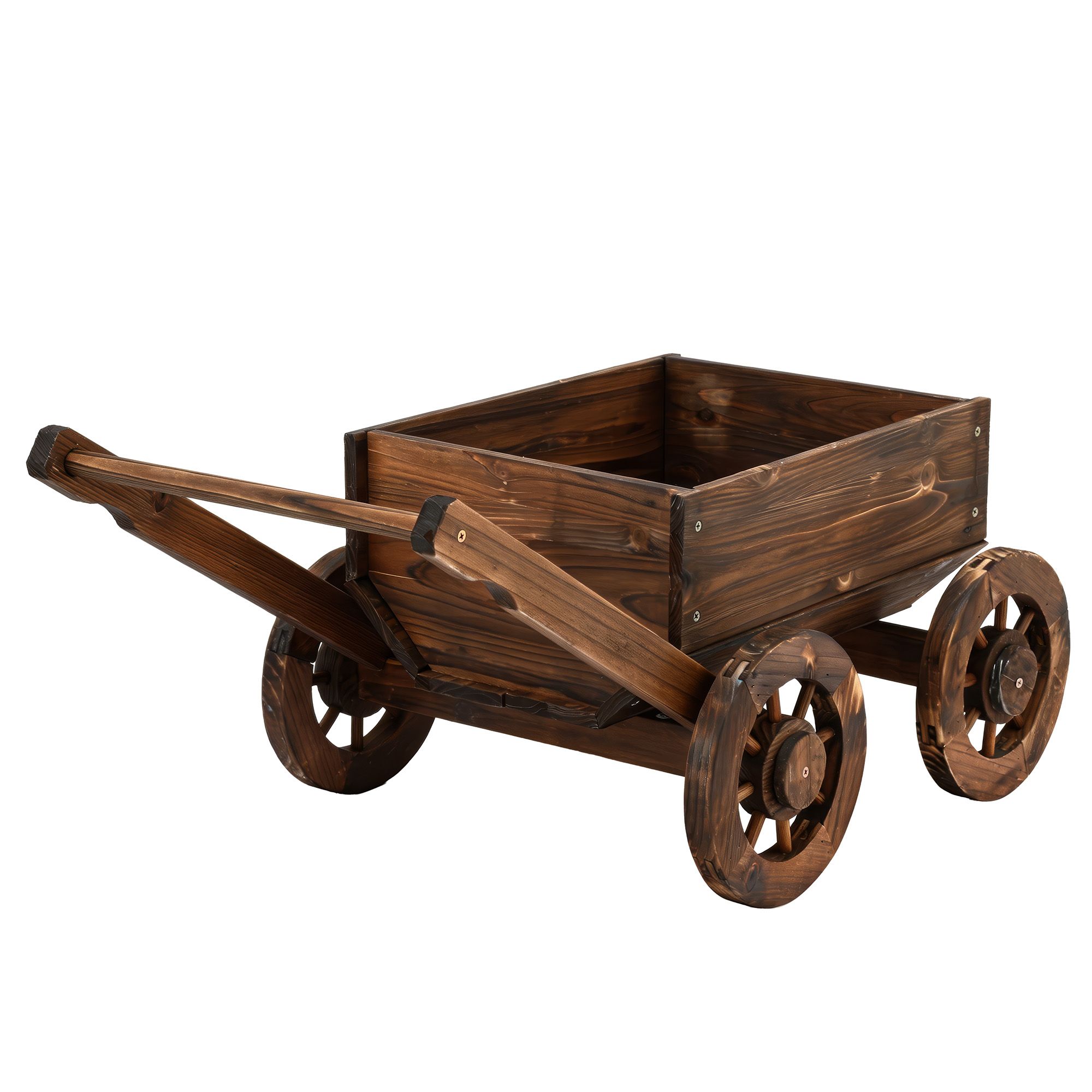 Gardeon Wooden Planter Cart Garden Decor Plant Stand Flower Fir Wood Wagon Wheels L - Image 7
