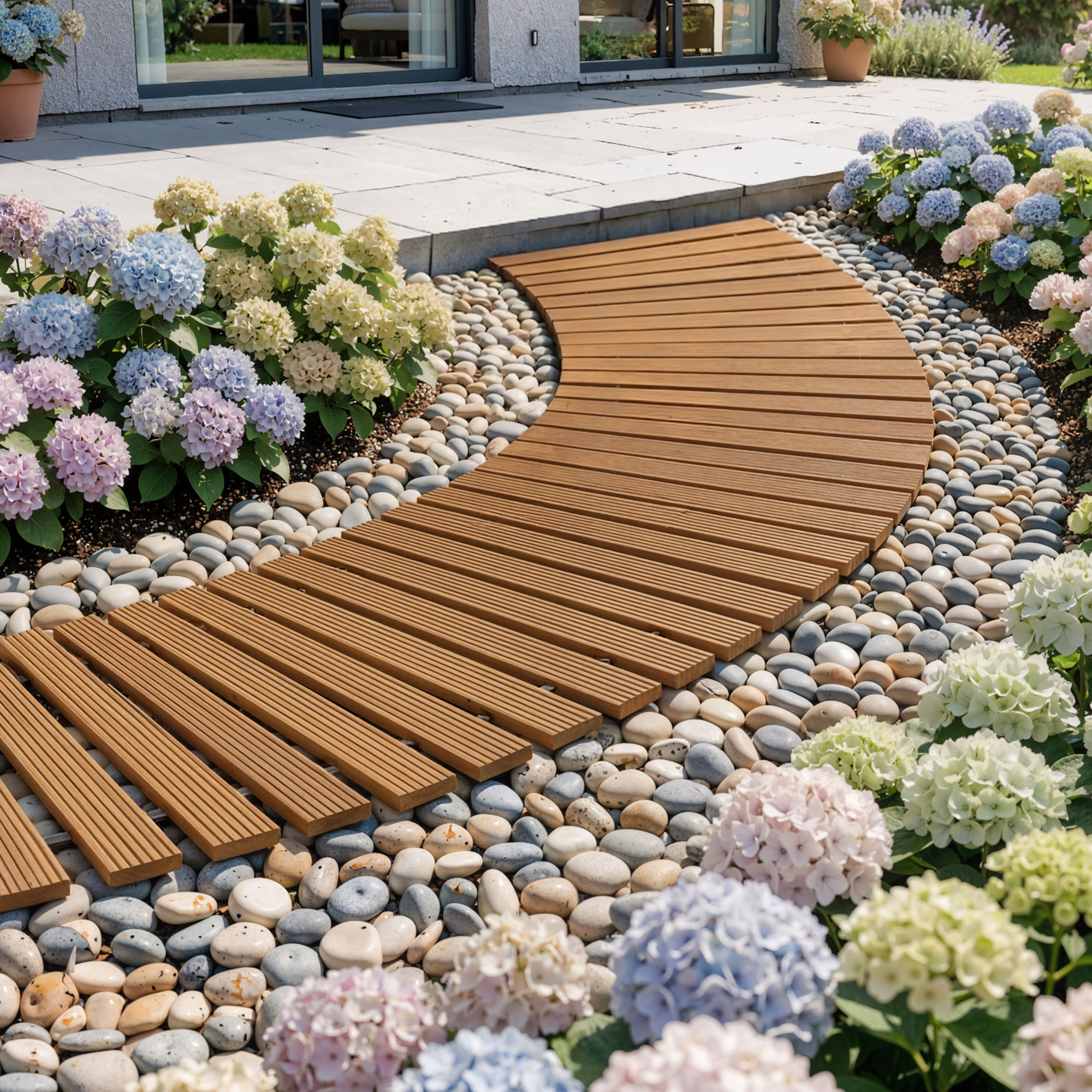 Gardeon 8FT Wooden Garden Pathway Roll-Out Curved Walkway Outdoor Backyard Brown - Image 1