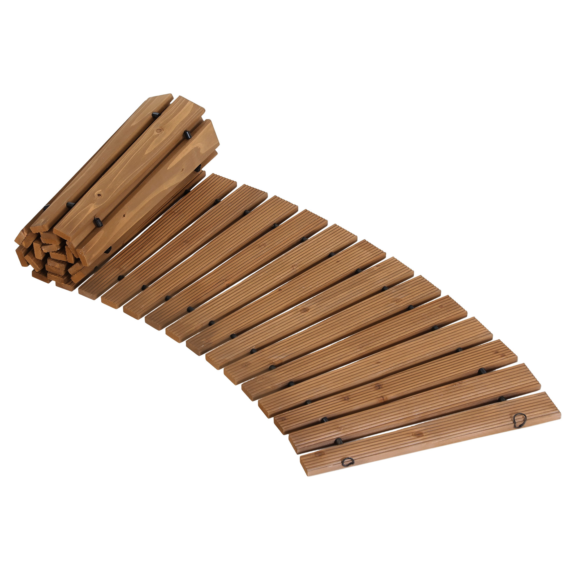 Gardeon 8FT Wooden Garden Pathway Roll-Out Curved Walkway Outdoor Backyard Brown - Image 3